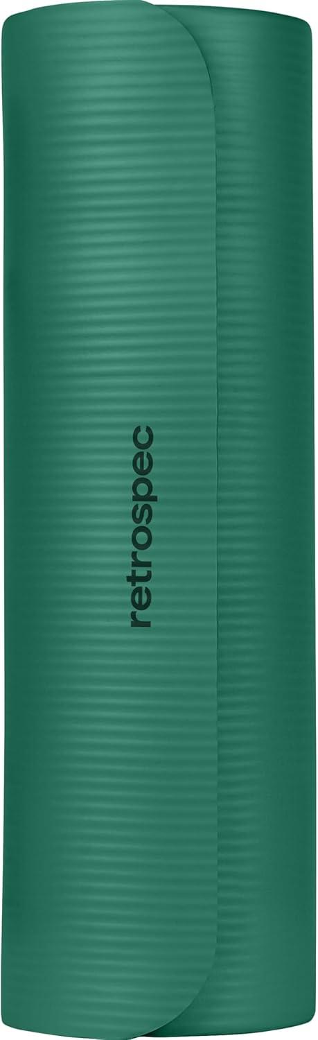 Retrospec Solana Yoga Mat Thick 1/2in Non-Slip Workout Mat with Nylon Strap – 72x24in Exercise Mat for Pilates, Stretching & Fitness – BPA Free, Easy Clean(Elm Green)