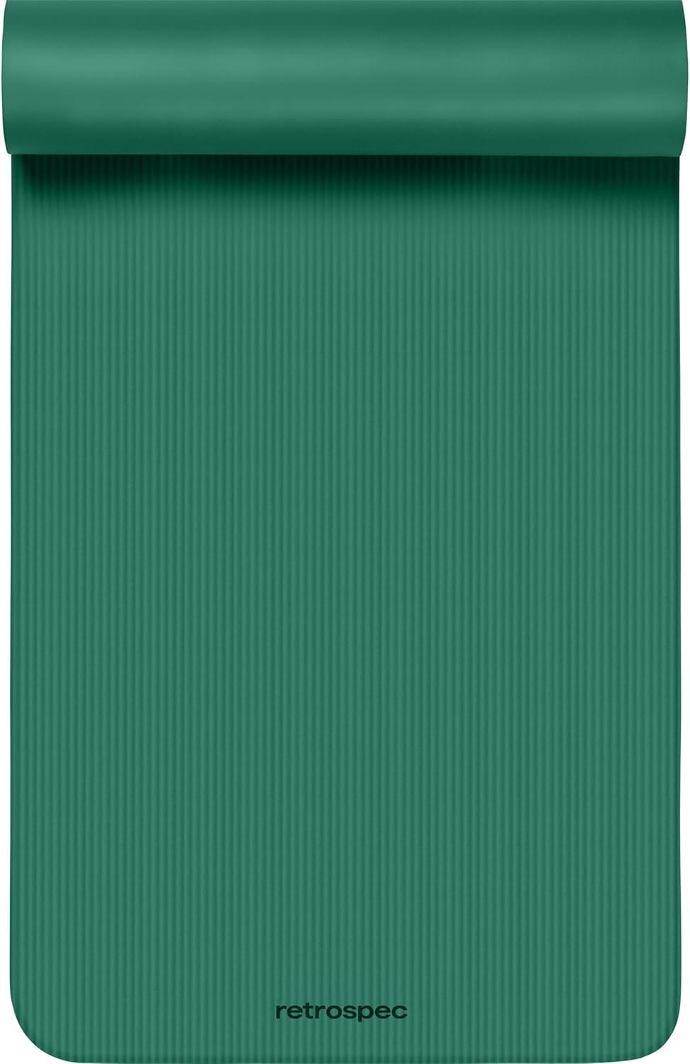 Retrospec Solana Yoga Mat Thick 1/2in Non-Slip Workout Mat with Nylon Strap – 72x24in Exercise Mat for Pilates, Stretching & Fitness – BPA Free, Easy Clean(Elm Green)
