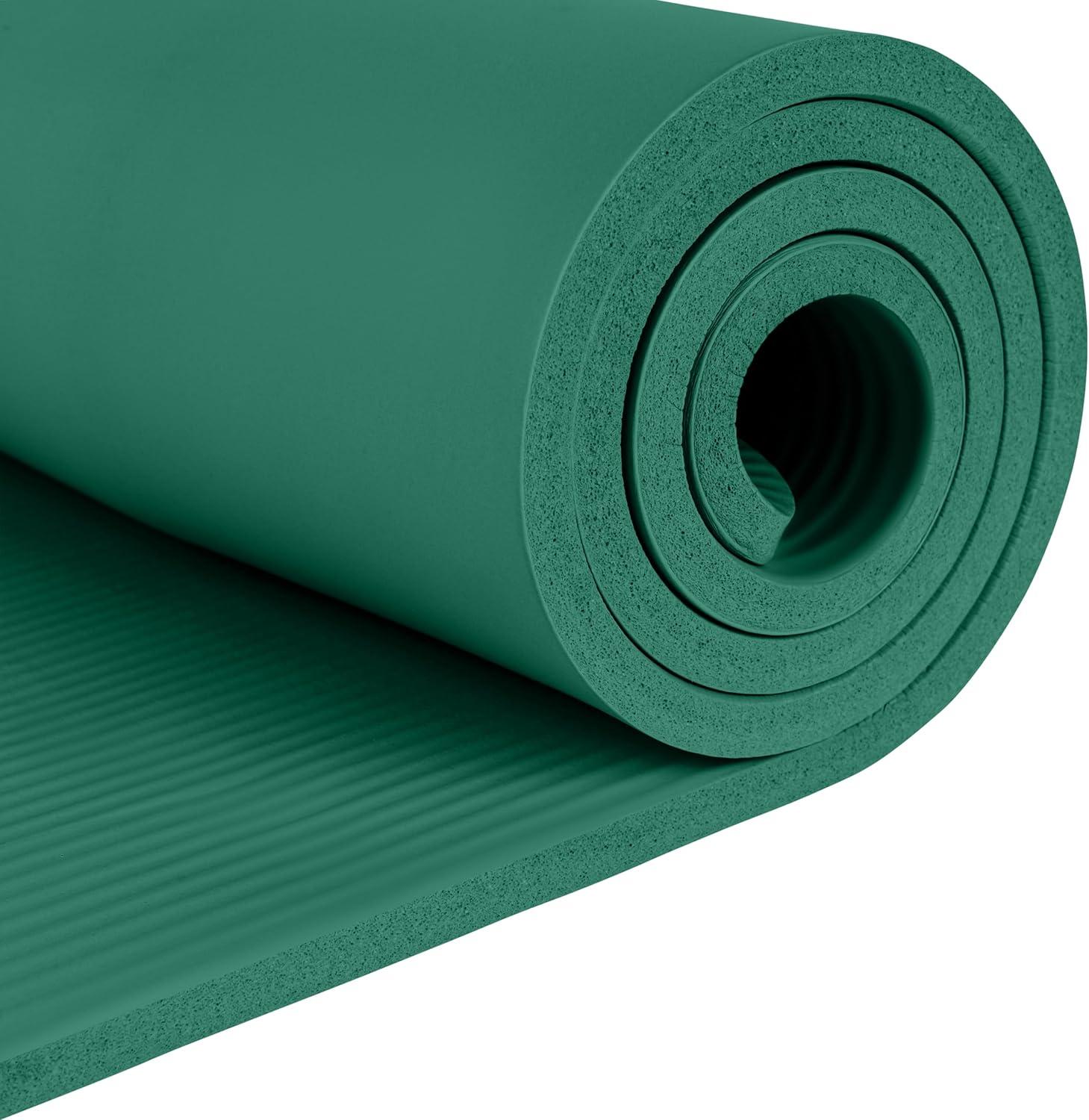 Retrospec Solana Yoga Mat Thick 1/2in Non-Slip Workout Mat with Nylon Strap – 72x24in Exercise Mat for Pilates, Stretching & Fitness – BPA Free, Easy Clean(Elm Green)