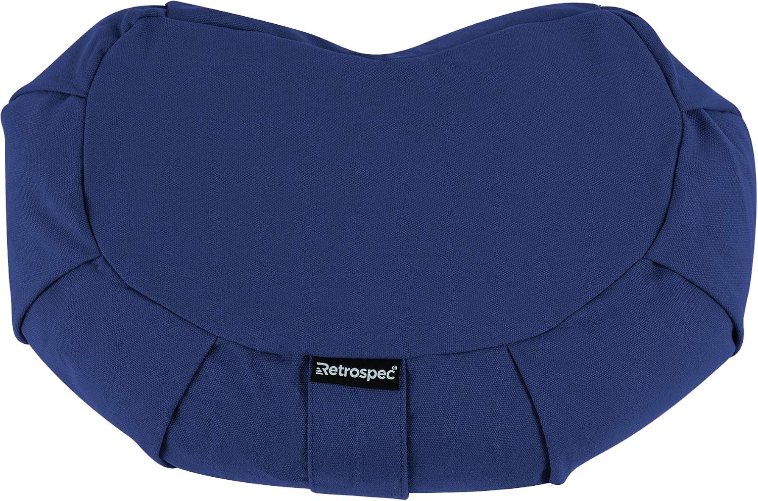 Retrospec Sedona Zafu Meditation Cushion Filled w/Buckwheat Hulls – Yoga Pillow for Meditation Practices – Machine Washable 100% Cotton Cover & Durable Carry Handle, Crescent, Black(Midnight Blue)