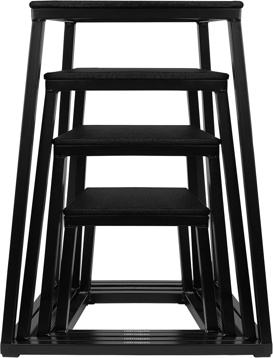 Retrospec Leap Plyo Box Jump Platforms for Home Gym Plyometric Jumping, Strength Training & Jump Box Exercise, 12″, 18″, 24″, 30″ and Full Set for Men and Women(Matte Black)