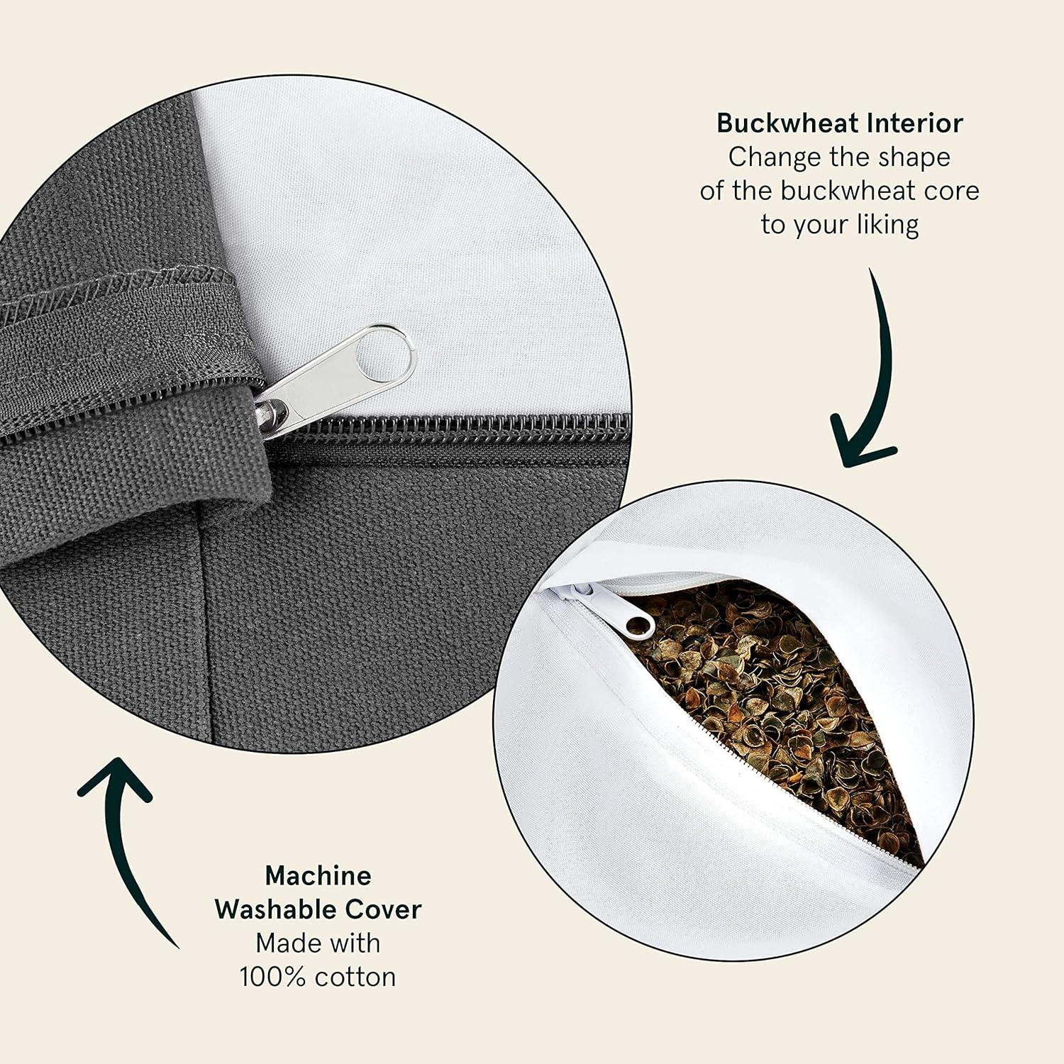 Retrospec Sedona Zafu Meditation Cushion Filled w/Buckwheat Hulls – Yoga Pillow for Meditation Practices – Machine Washable 100% Cotton Cover & Durable Carry Handle, Round(Stone)