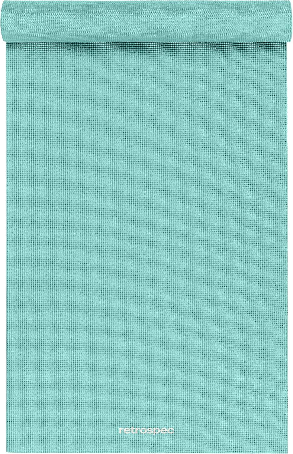 Retrospec Pismo Yoga Mat w/Nylon Strap for Men & Women – Non Slip Exercise Mat for Yoga, Pilates, Stretching, Floor & Fitness Workouts, .5mm Thick, Easy to Clean(Blue Lagoon)