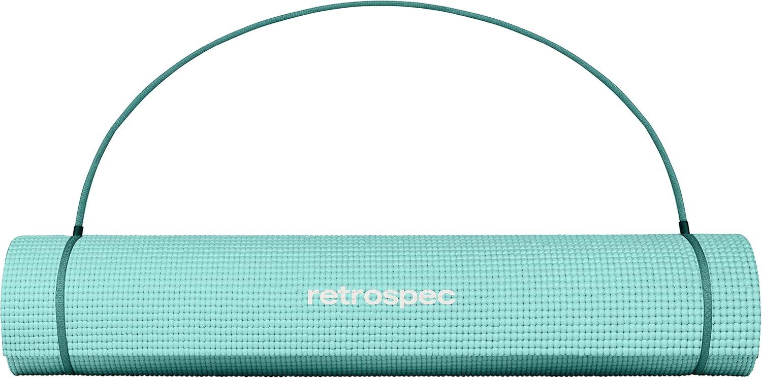 Retrospec Pismo Yoga Mat w/Nylon Strap for Men & Women – Non Slip Exercise Mat for Yoga, Pilates, Stretching, Floor & Fitness Workouts, .5mm Thick, Easy to Clean(Blue Lagoon)