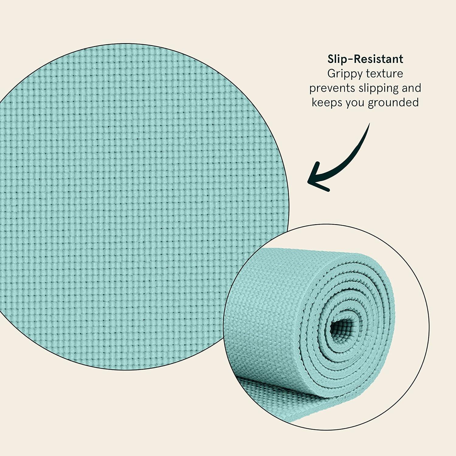 Retrospec Pismo Yoga Mat w/Nylon Strap for Men & Women – Non Slip Exercise Mat for Yoga, Pilates, Stretching, Floor & Fitness Workouts, .5mm Thick, Easy to Clean(Blue Lagoon)
