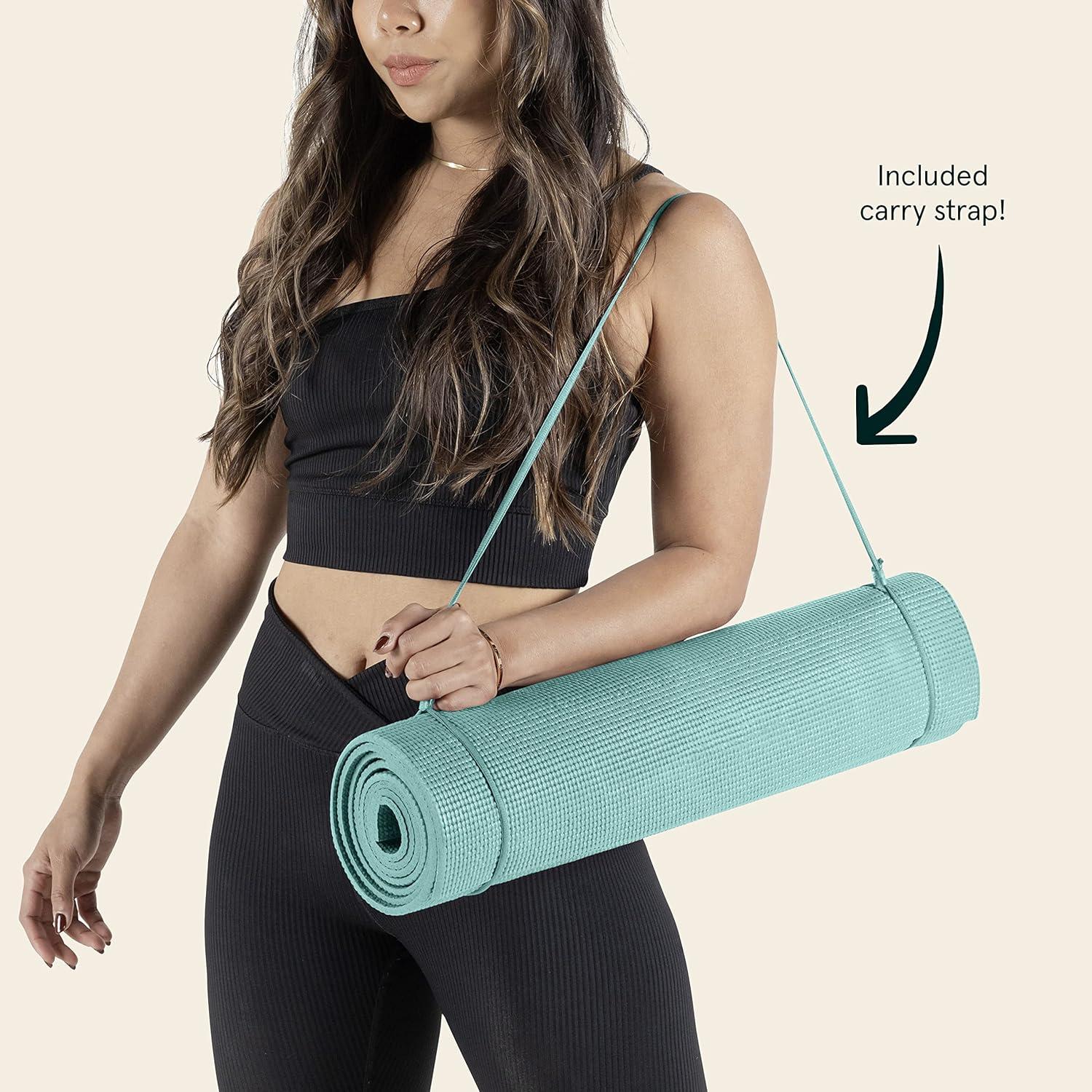 Retrospec Pismo Yoga Mat w/Nylon Strap for Men & Women – Non Slip Exercise Mat for Yoga, Pilates, Stretching, Floor & Fitness Workouts, .5mm Thick, Easy to Clean(Blue Lagoon)