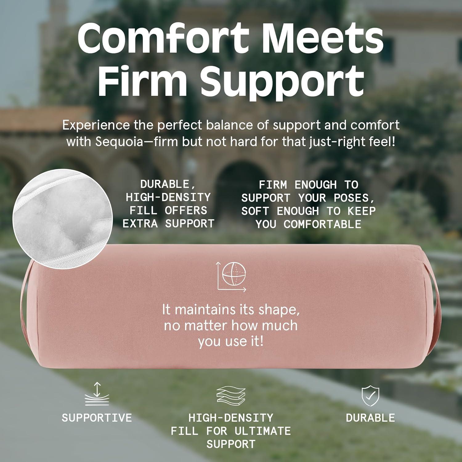 Retrospec Retrospec Sequoia Yoga Bolster Pillow – Meditation Cushion for Yoga Practices – Includes Machine Washable 100% Cotton Cover & Durable Carry Handle(Blush)