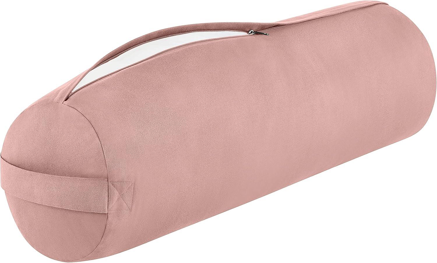 Retrospec Retrospec Sequoia Yoga Bolster Pillow – Meditation Cushion for Yoga Practices – Includes Machine Washable 100% Cotton Cover & Durable Carry Handle(Blush)
