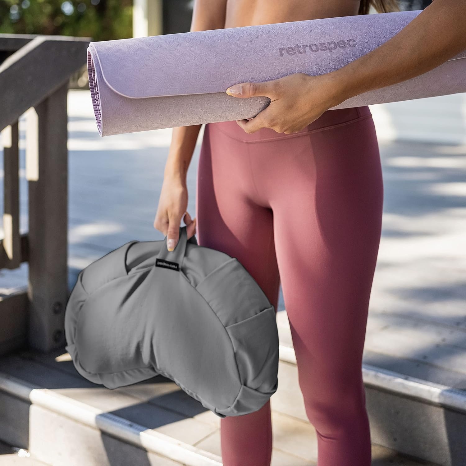 Retrospec Sedona Zafu Meditation Cushion with Buckwheat Hull Fill – Adjustable Yoga & Pilates Equipment Support – 17in Crescent Cotton Cover(Stone)
