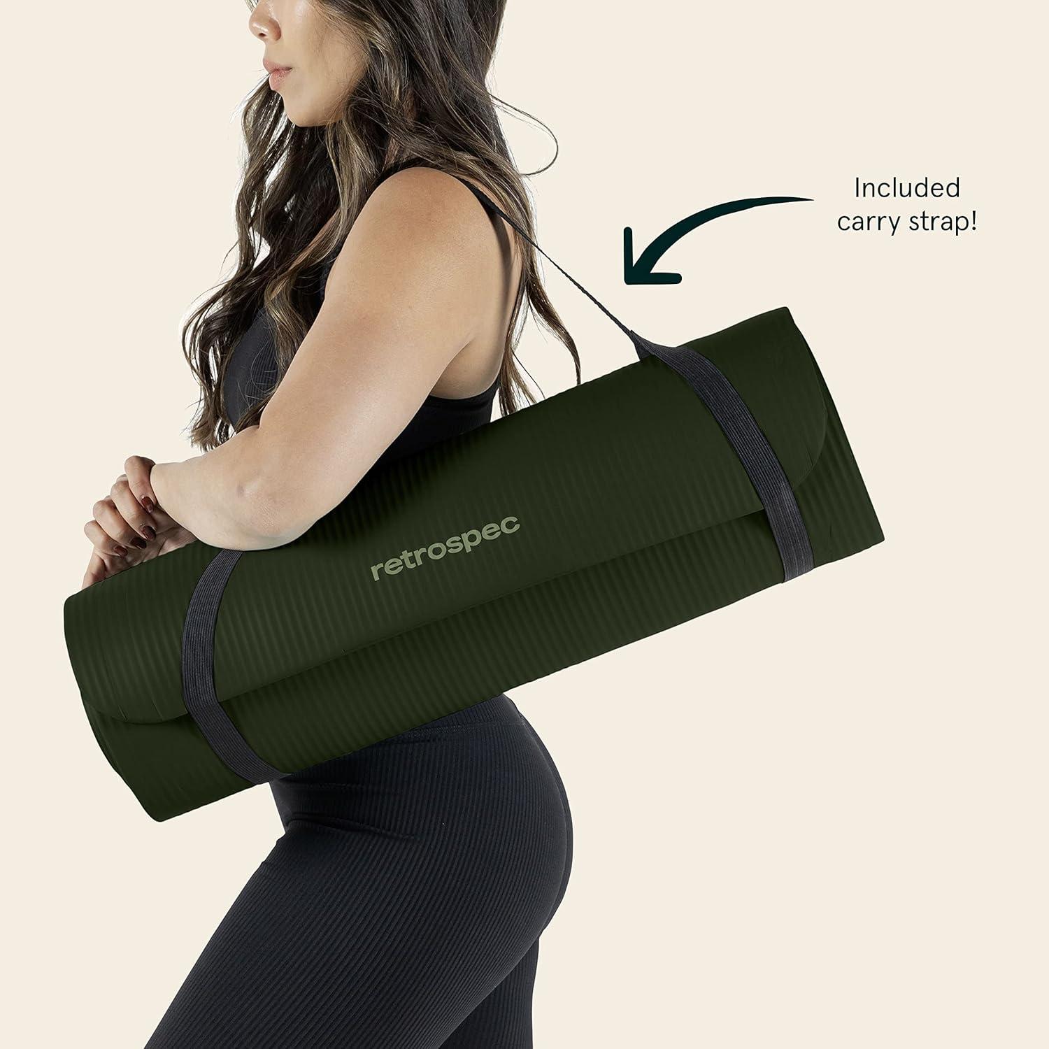Retrospec Solana Yoga Mat Thick 1/2in Non-Slip Workout Mat with Nylon Strap – 72x24in Exercise Mat for Pilates, Stretching & Fitness – BPA Free, Easy Clean(Wild Spruce)