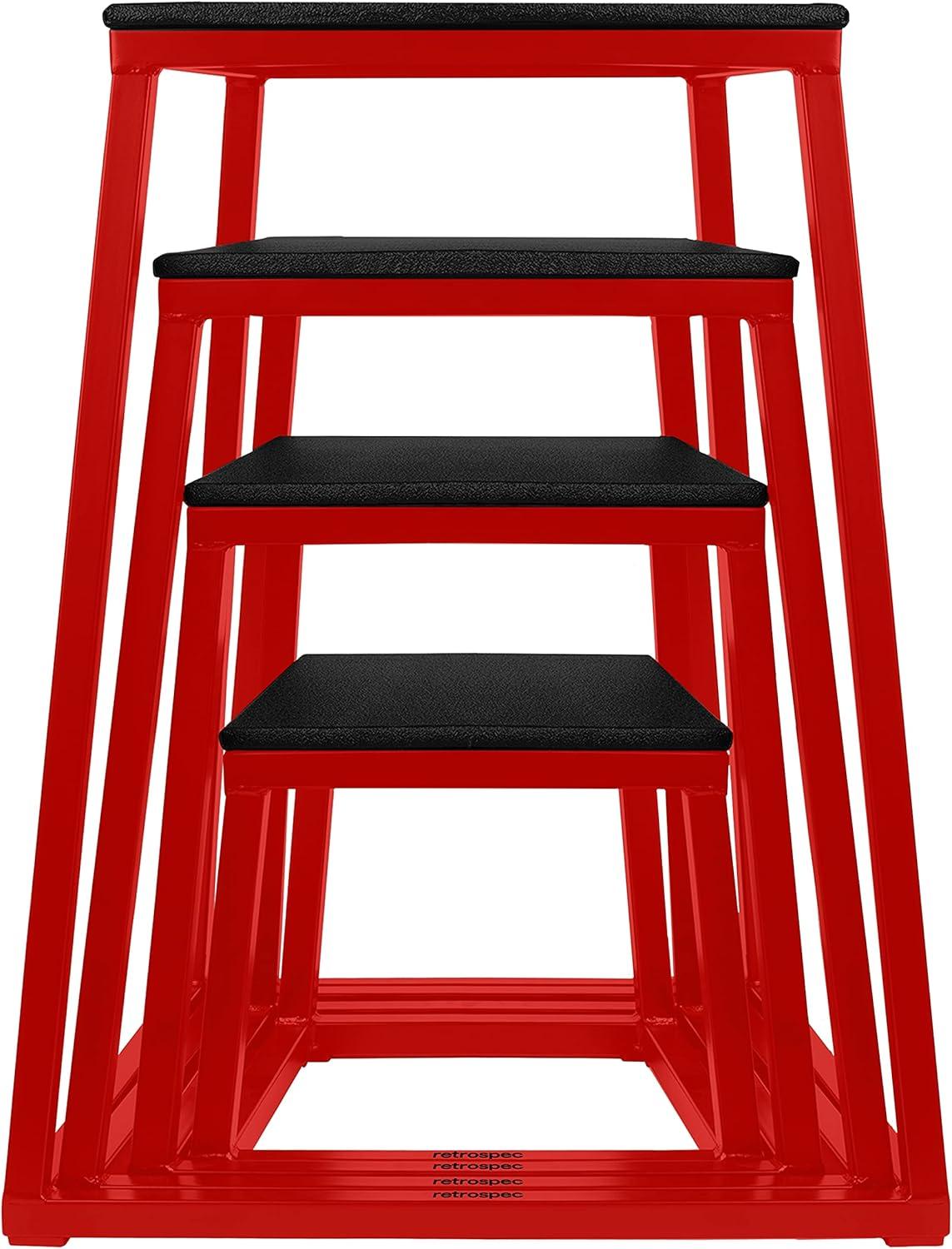 Retrospec Leap Plyo Box Jump Platforms for Home Gym Plyometric Jumping, Strength Training & Jump Box Exercise, 12″, 18″, 24″, 30″ and Full Set for Men and Women(Red)