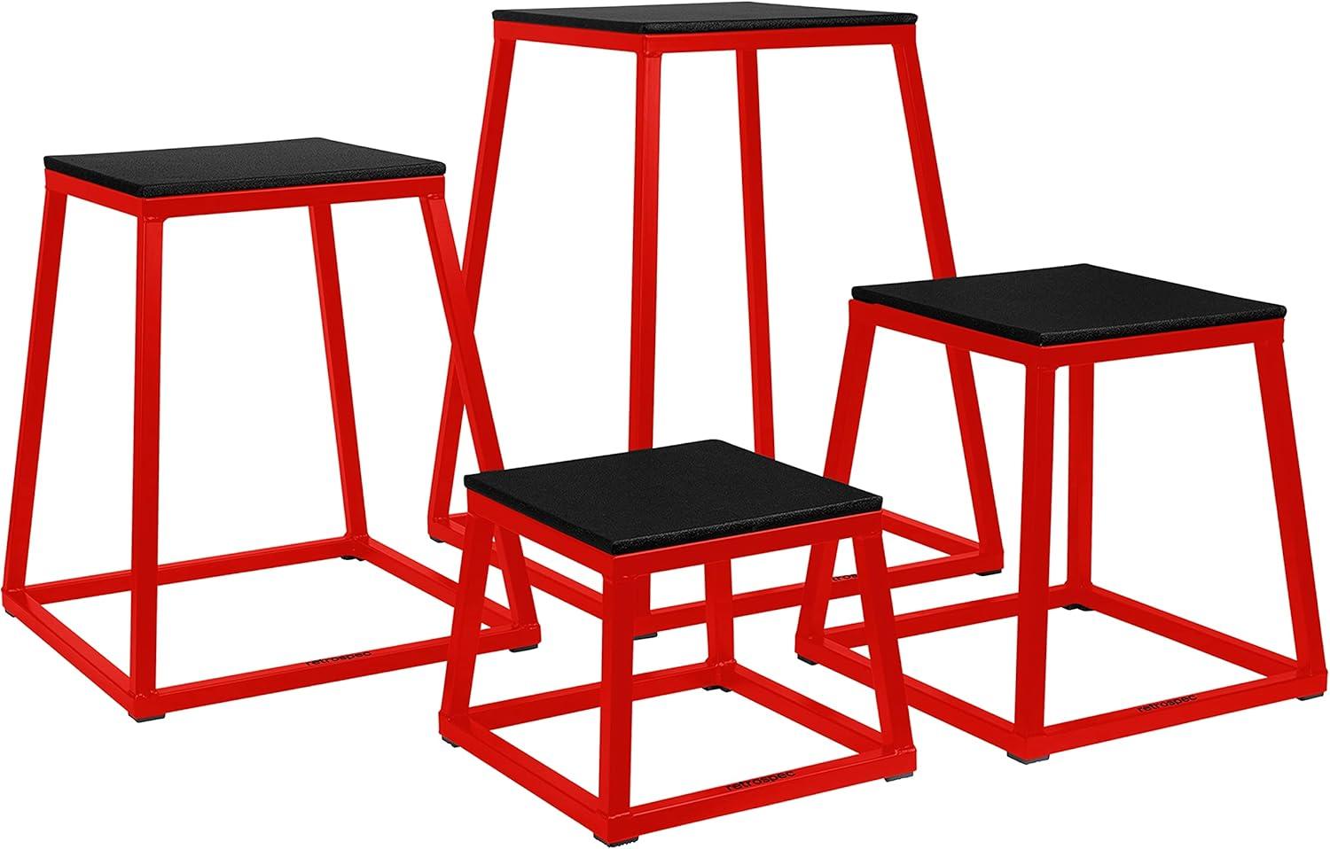 Retrospec Leap Plyo Box Jump Platforms for Home Gym Plyometric Jumping, Strength Training & Jump Box Exercise, 12″, 18″, 24″, 30″ and Full Set for Men and Women(Red)