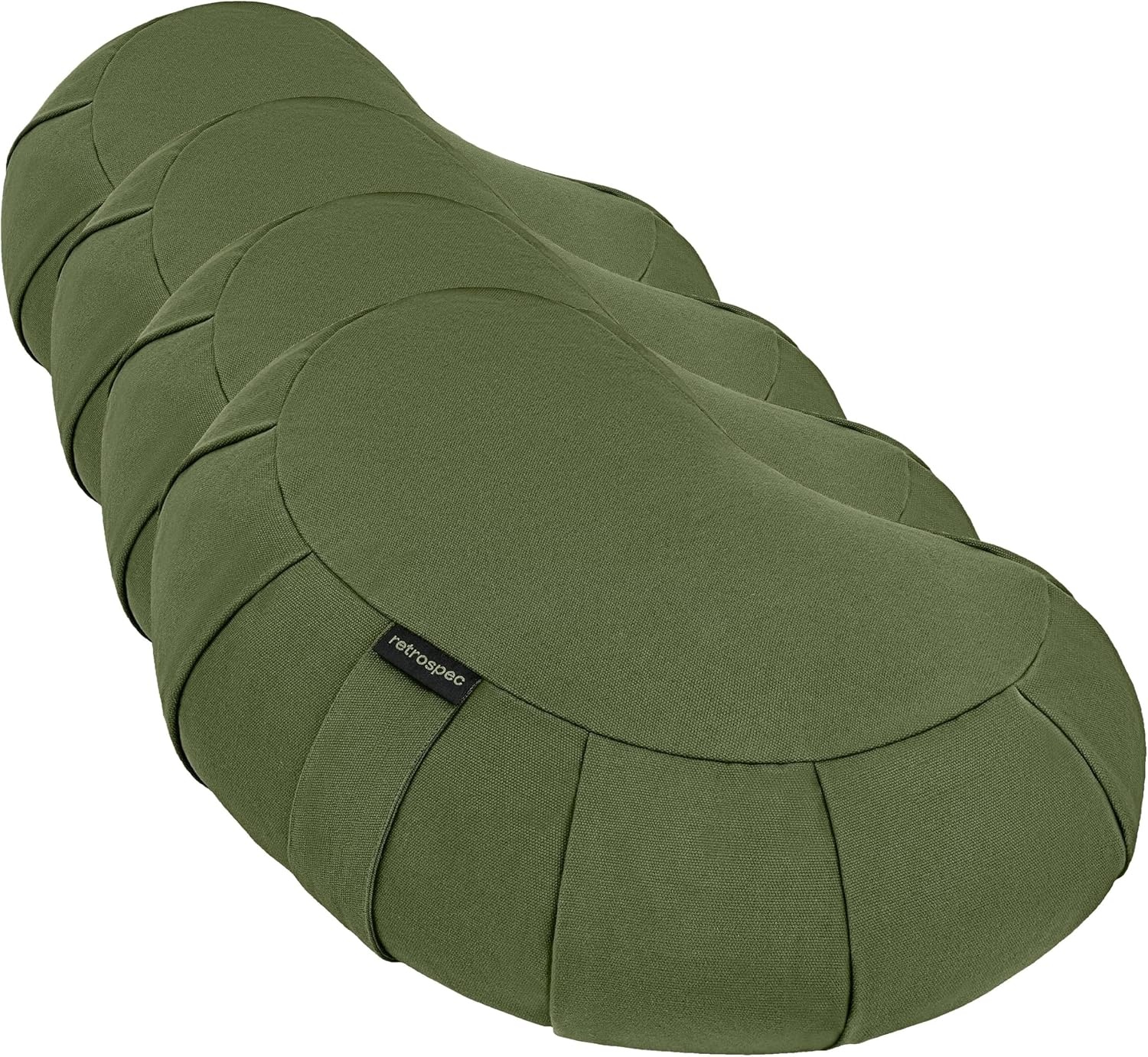 Retrospec Sedona Zafu Meditation Cushion with Buckwheat Hull Fill – Adjustable Yoga & Pilates Equipment Support – 17in Crescent Cotton Cover(Basil)