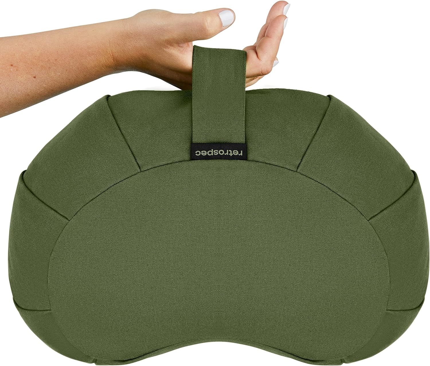 Retrospec Sedona Zafu Meditation Cushion Filled w/Buckwheat Hulls – Yoga Pillow for Meditation Practices – Machine Washable 100% Cotton Cover & Durable Carry Handle, Crescent, Black(Basil)