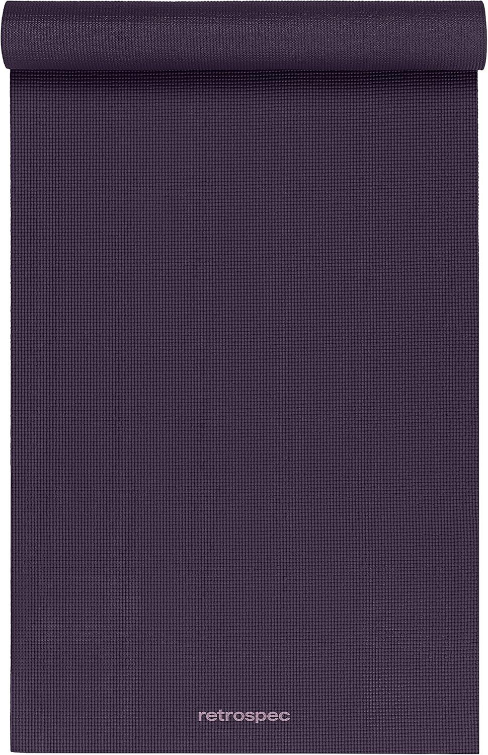 Retrospec Pismo Yoga Mat w/Nylon Strap for Men & Women – Non Slip Exercise Mat for Yoga, Pilates, Stretching, Floor & Fitness Workouts, .5mm Thick, Easy to Clean(Eggplant)
