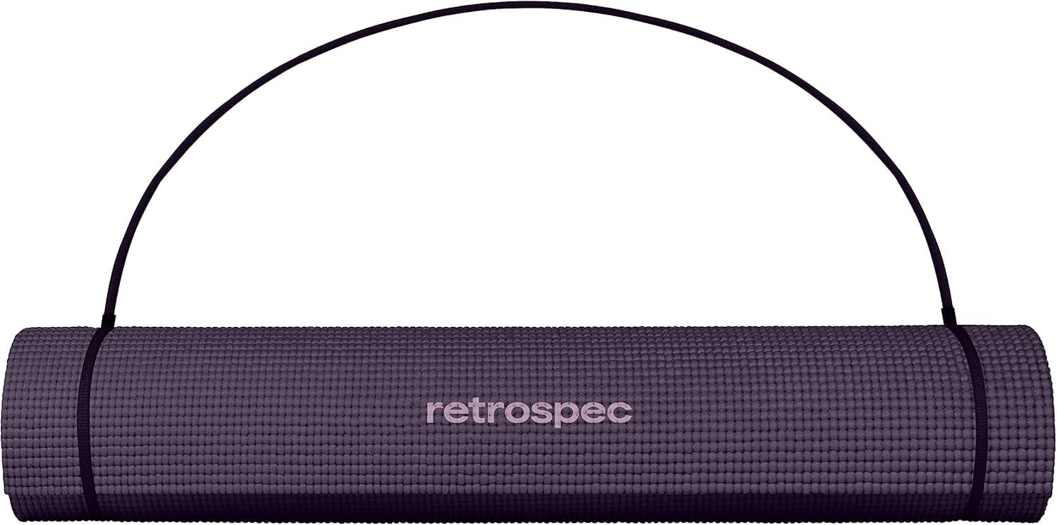 Retrospec Pismo Yoga Mat w/Nylon Strap for Men & Women – Non Slip Exercise Mat for Yoga, Pilates, Stretching, Floor & Fitness Workouts, .5mm Thick, Easy to Clean(Eggplant)