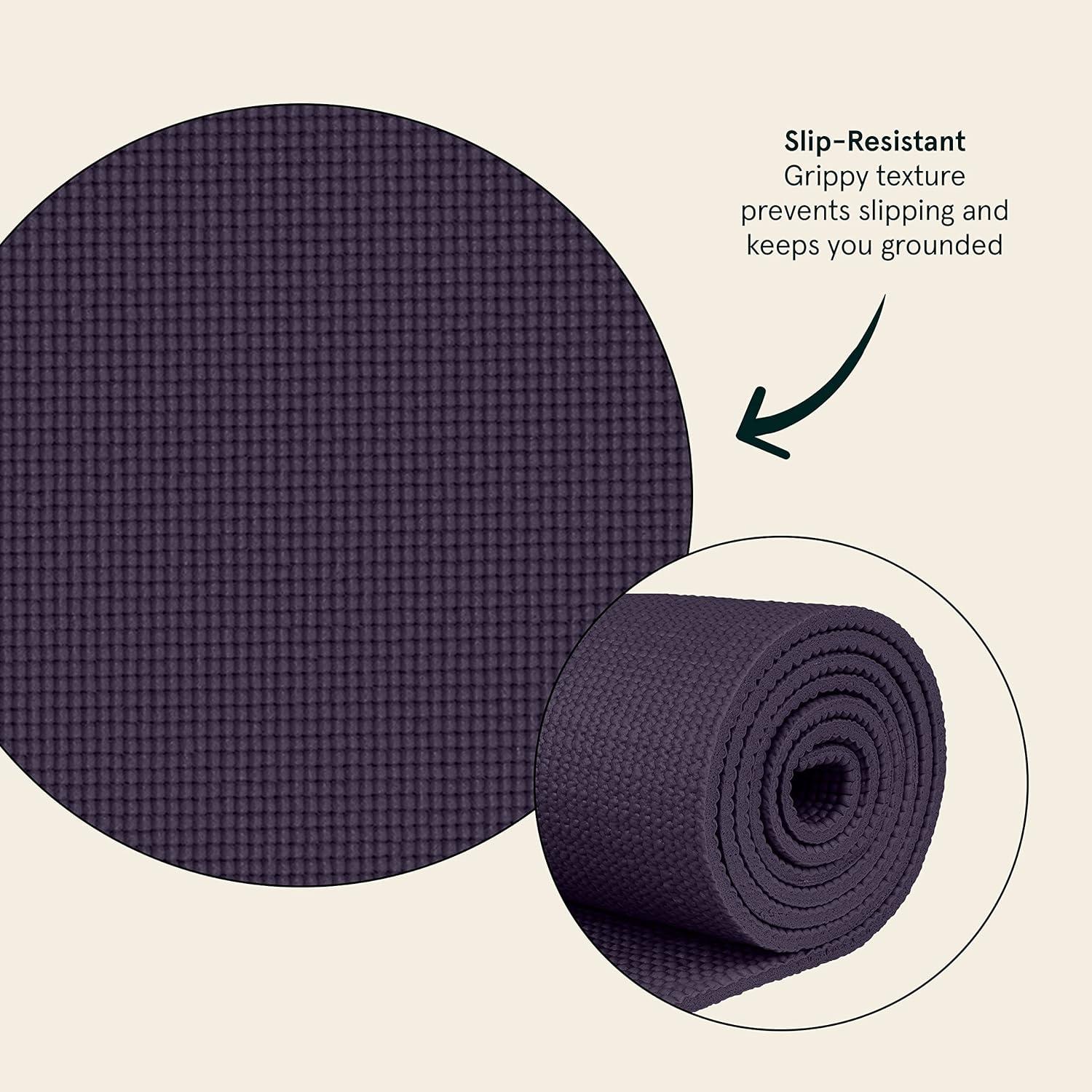 Retrospec Pismo Yoga Mat w/Nylon Strap for Men & Women – Non Slip Exercise Mat for Yoga, Pilates, Stretching, Floor & Fitness Workouts, .5mm Thick, Easy to Clean(Eggplant)