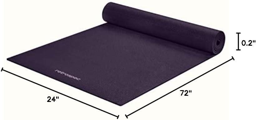 Retrospec Pismo Yoga Mat w/Nylon Strap for Men & Women – Non Slip Exercise Mat for Yoga, Pilates, Stretching, Floor & Fitness Workouts, .5mm Thick, Easy to Clean(Eggplant)