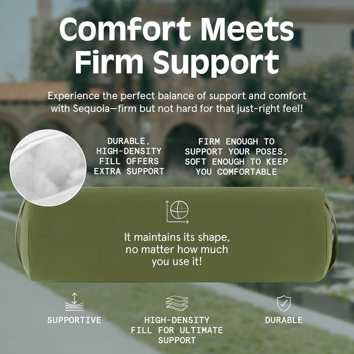 Retrospec Retrospec Sequoia Yoga Bolster Pillow – Meditation Cushion for Yoga Practices – Includes Machine Washable 100% Cotton Cover & Durable Carry Handle(Basil)