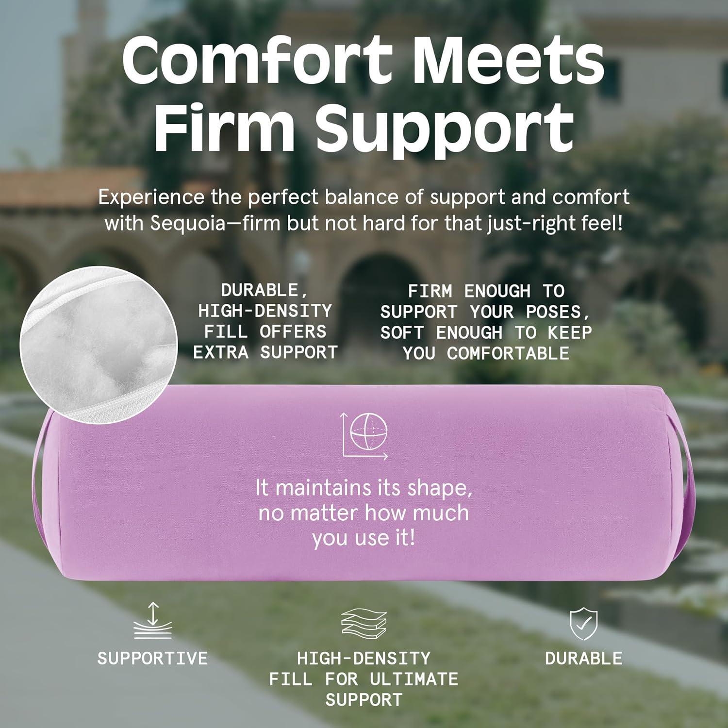 Retrospec Retrospec Sequoia Yoga Bolster Pillow – Meditation Cushion for Yoga Practices – Includes Machine Washable 100% Cotton Cover & Durable Carry Handle(Wisteria)