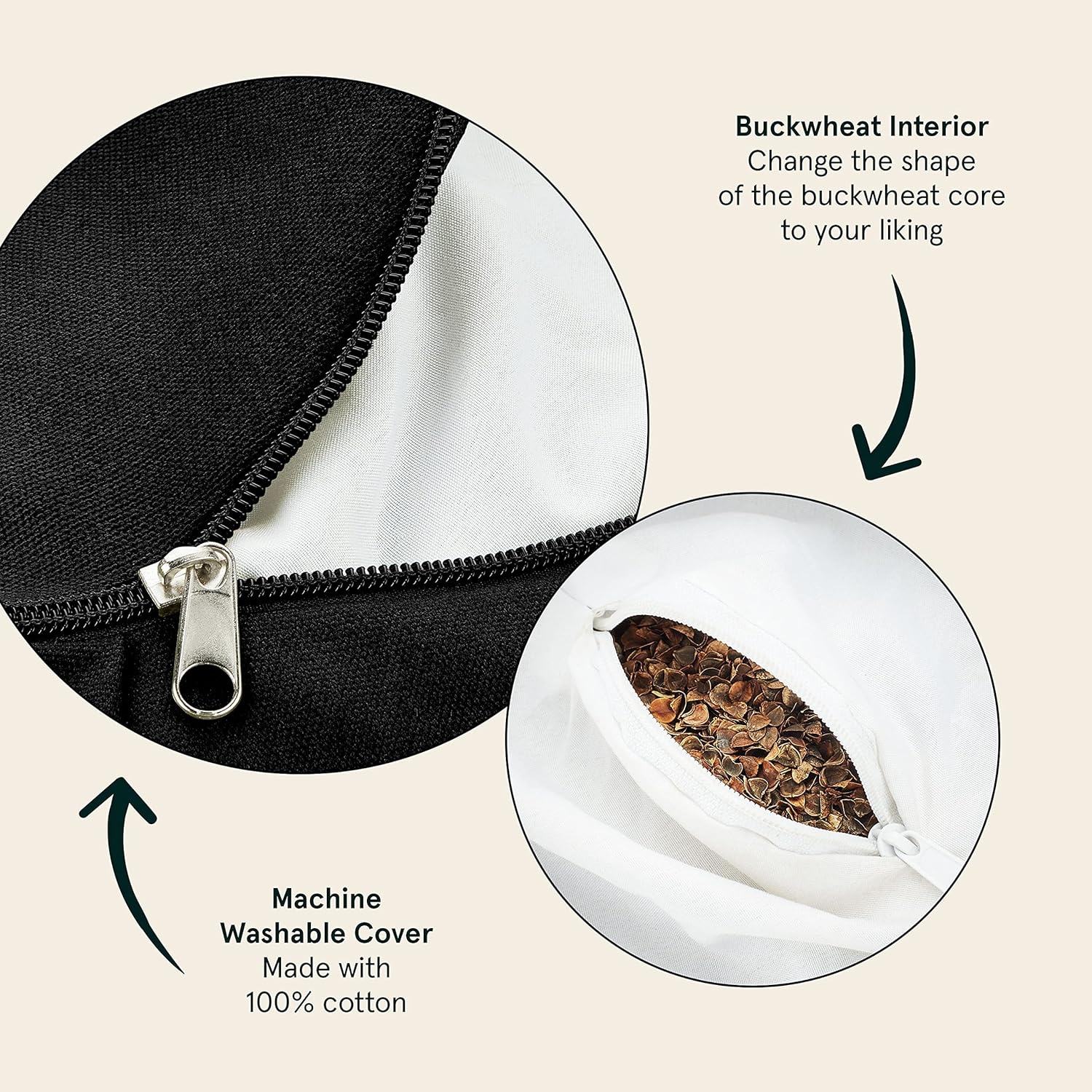 Retrospec Sedona Zafu Meditation Cushion Filled w/Buckwheat Hulls – Yoga Pillow for Meditation Practices – Machine Washable 100% Cotton Cover & Durable Carry Handle, Crescent, Black(Black)
