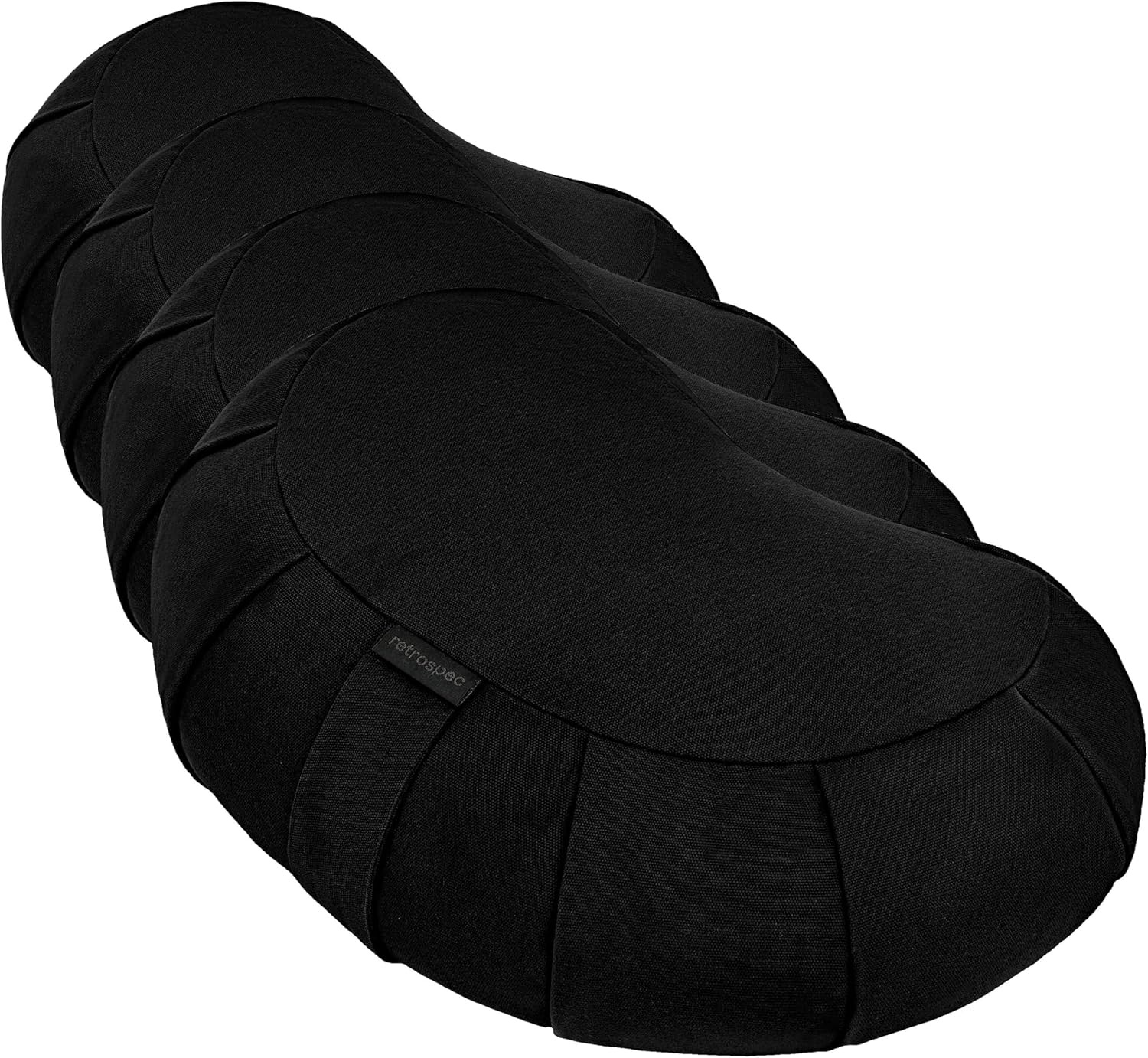 Retrospec Sedona Zafu Meditation Cushion Filled w/Buckwheat Hulls – Yoga Pillow for Meditation Practices – Machine Washable 100% Cotton Cover & Durable Carry Handle, Crescent, Black(Black)