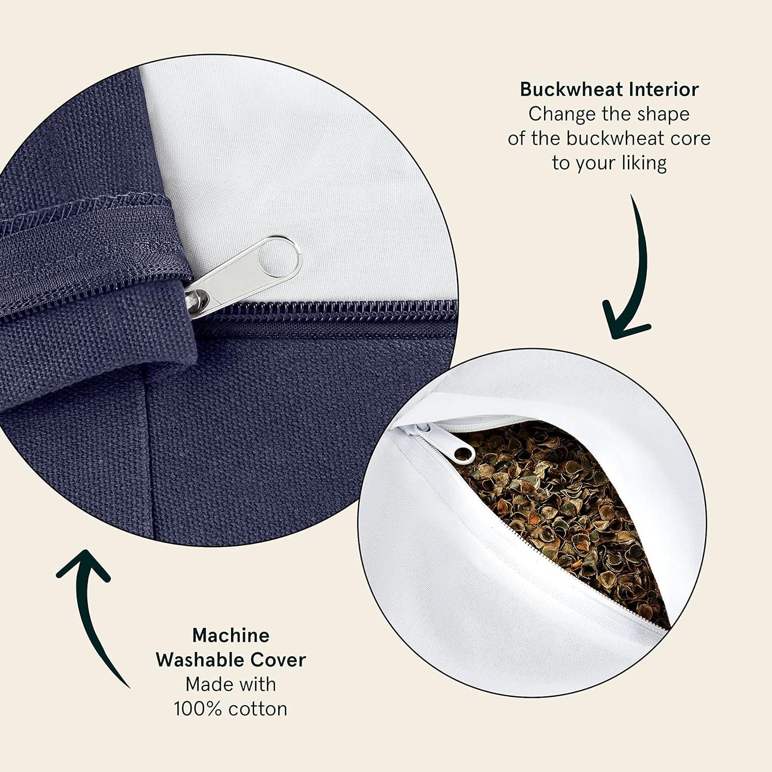 Retrospec Sedona Zafu Meditation Cushion Filled w/Buckwheat Hulls – Yoga Pillow for Meditation Practices – Machine Washable 100% Cotton Cover & Durable Carry Handle, Round(Midnight)
