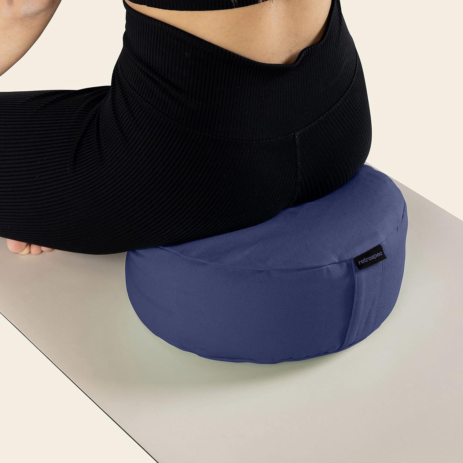 Retrospec Sedona Zafu Meditation Cushion Filled w/Buckwheat Hulls – Yoga Pillow for Meditation Practices – Machine Washable 100% Cotton Cover & Durable Carry Handle, Round(Midnight)