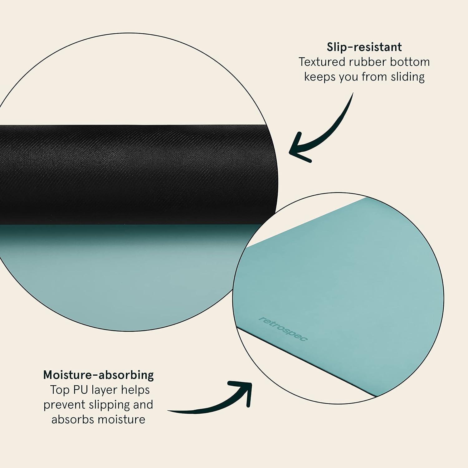 Retrospec Laguna 5mm Yoga Mat – Fitness Mat for Women, Men & Children, Slip-Resistant and Moisture Absorbing Exercise Mat for Home, Pilates, Yoga and Floor Workouts(Blue Ridge)