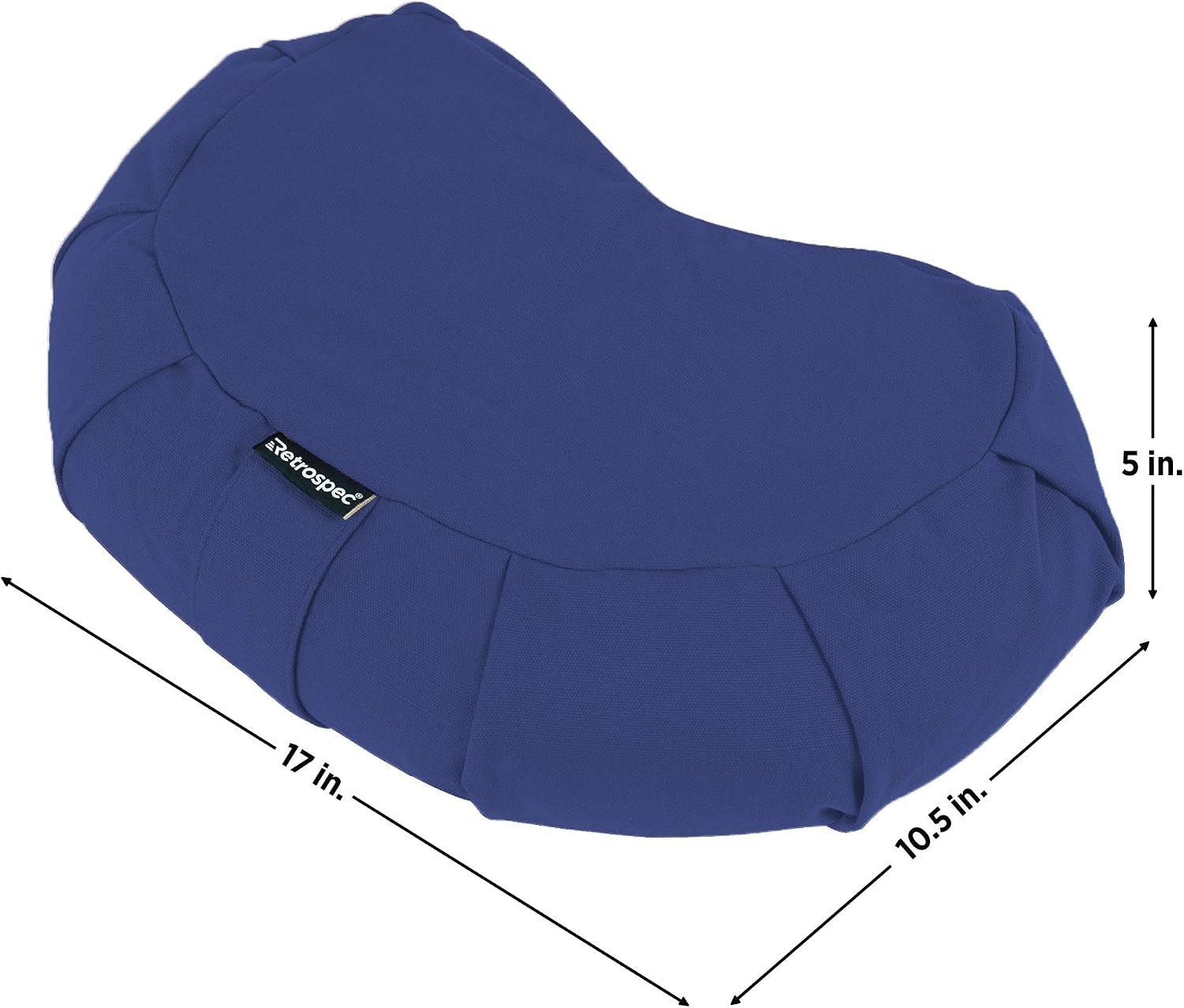 Retrospec Sedona Zafu Meditation Cushion with Buckwheat Hull Fill – Adjustable Yoga & Pilates Equipment Support – 17in Crescent Cotton Cover(Midnight Blue)
