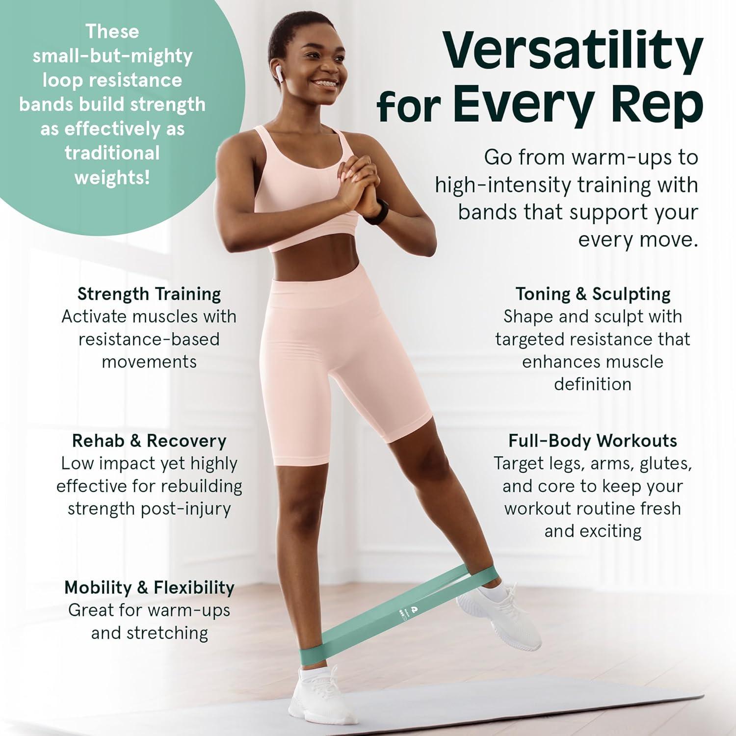 Retrospec Activate Resistance Loop Band Set for Working Out, Home Fitness, Toning, Stretching & Exercise – Lightweight & Portable for Men & Women(Smoothie)