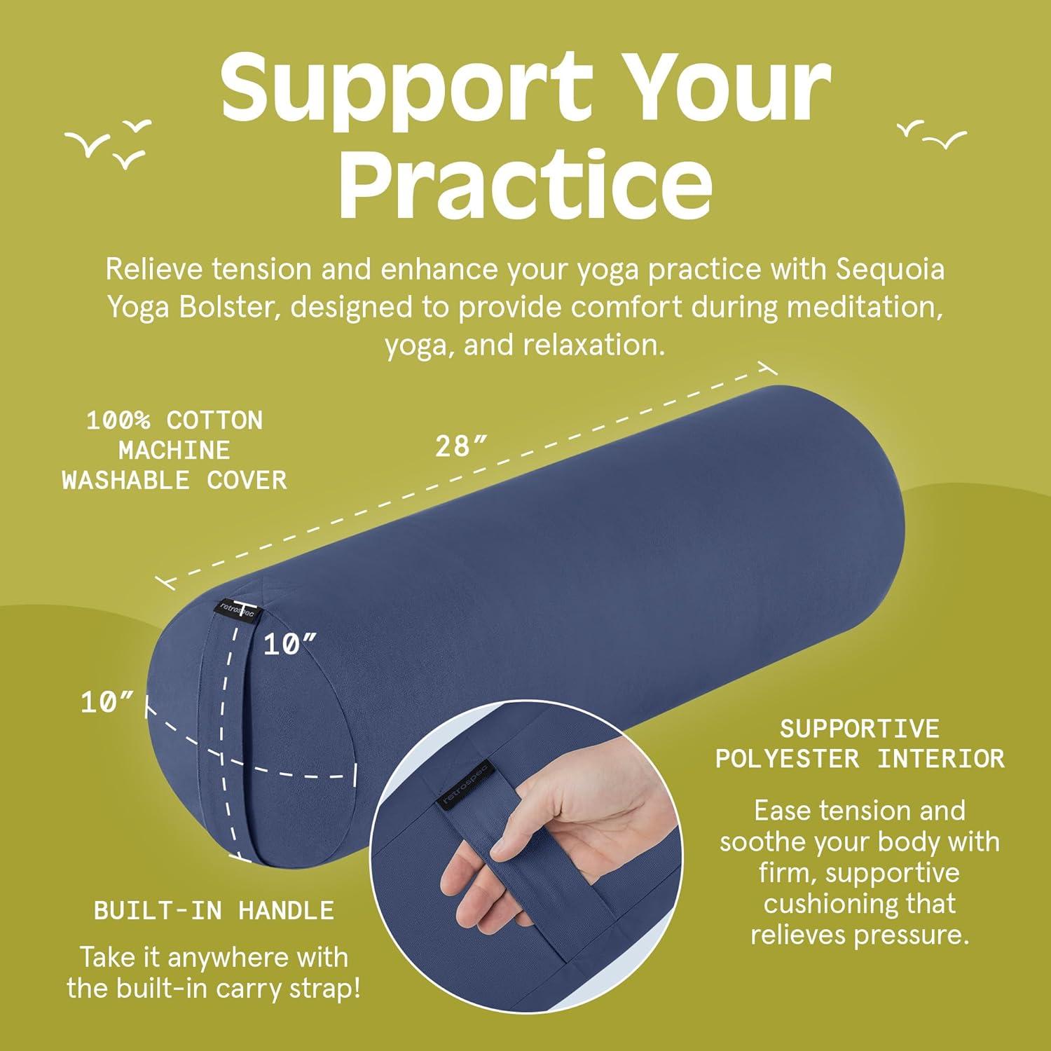 Retrospec Retrospec Sequoia Yoga Bolster Pillow – Meditation Cushion for Yoga Practices – Includes Machine Washable 100% Cotton Cover & Durable Carry Handle(MIdnight)