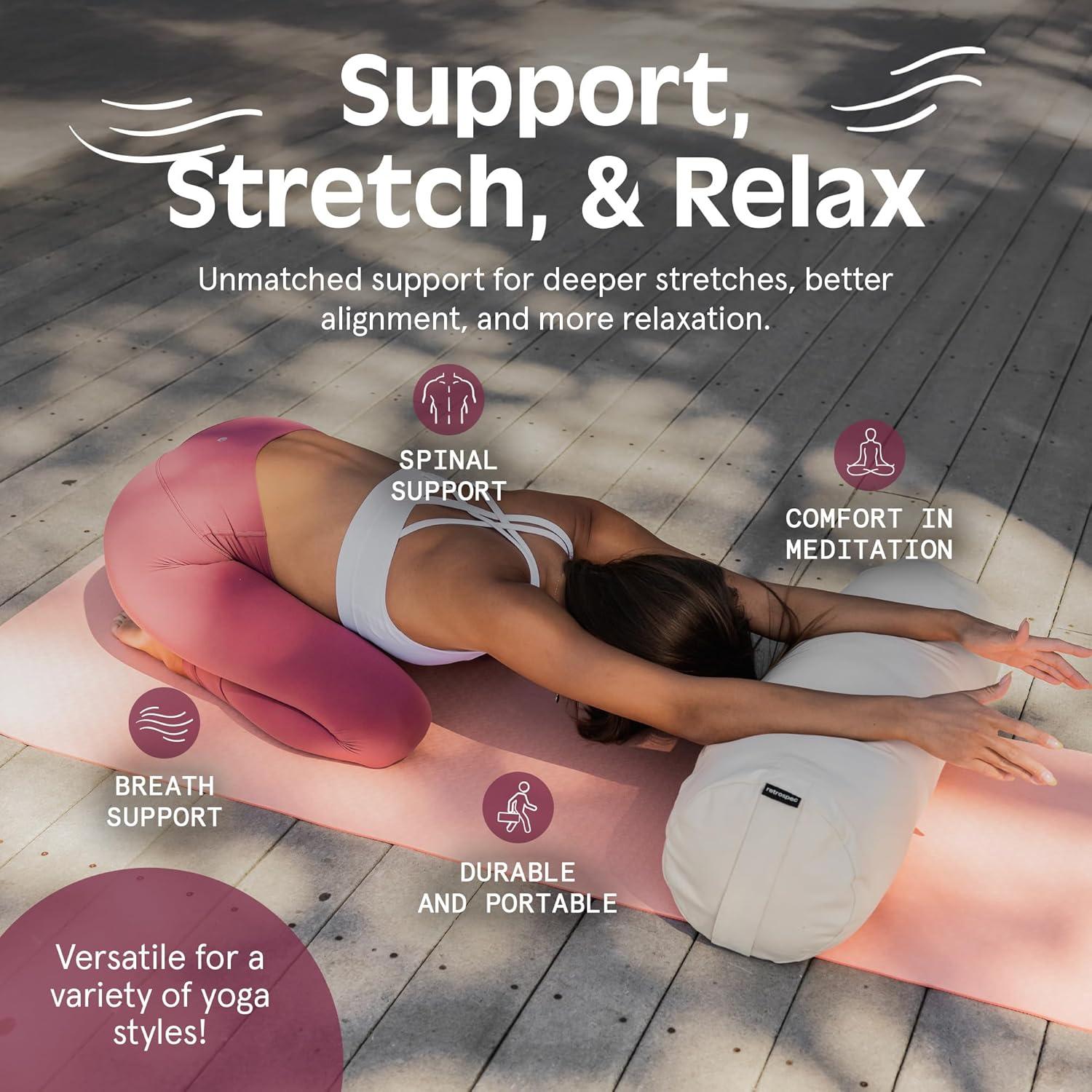 Retrospec Retrospec Sequoia Yoga Bolster Pillow – Meditation Cushion for Yoga Practices – Includes Machine Washable 100% Cotton Cover & Durable Carry Handle(MIdnight)