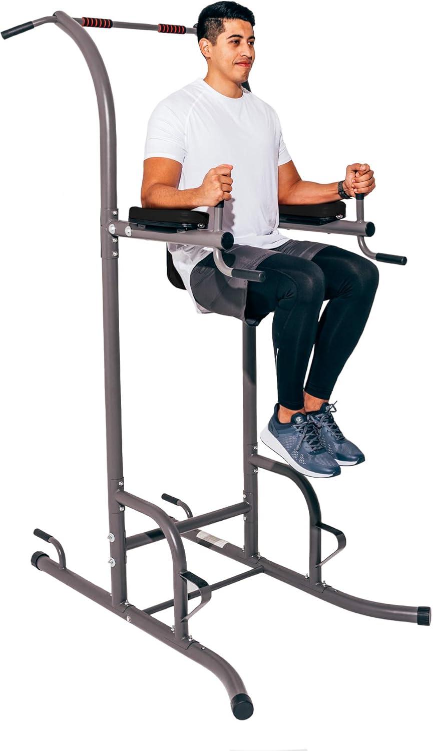Retrospec Power Tower for Functional Fitness Home Gym Strength Trainer; Pads(Black Pads)