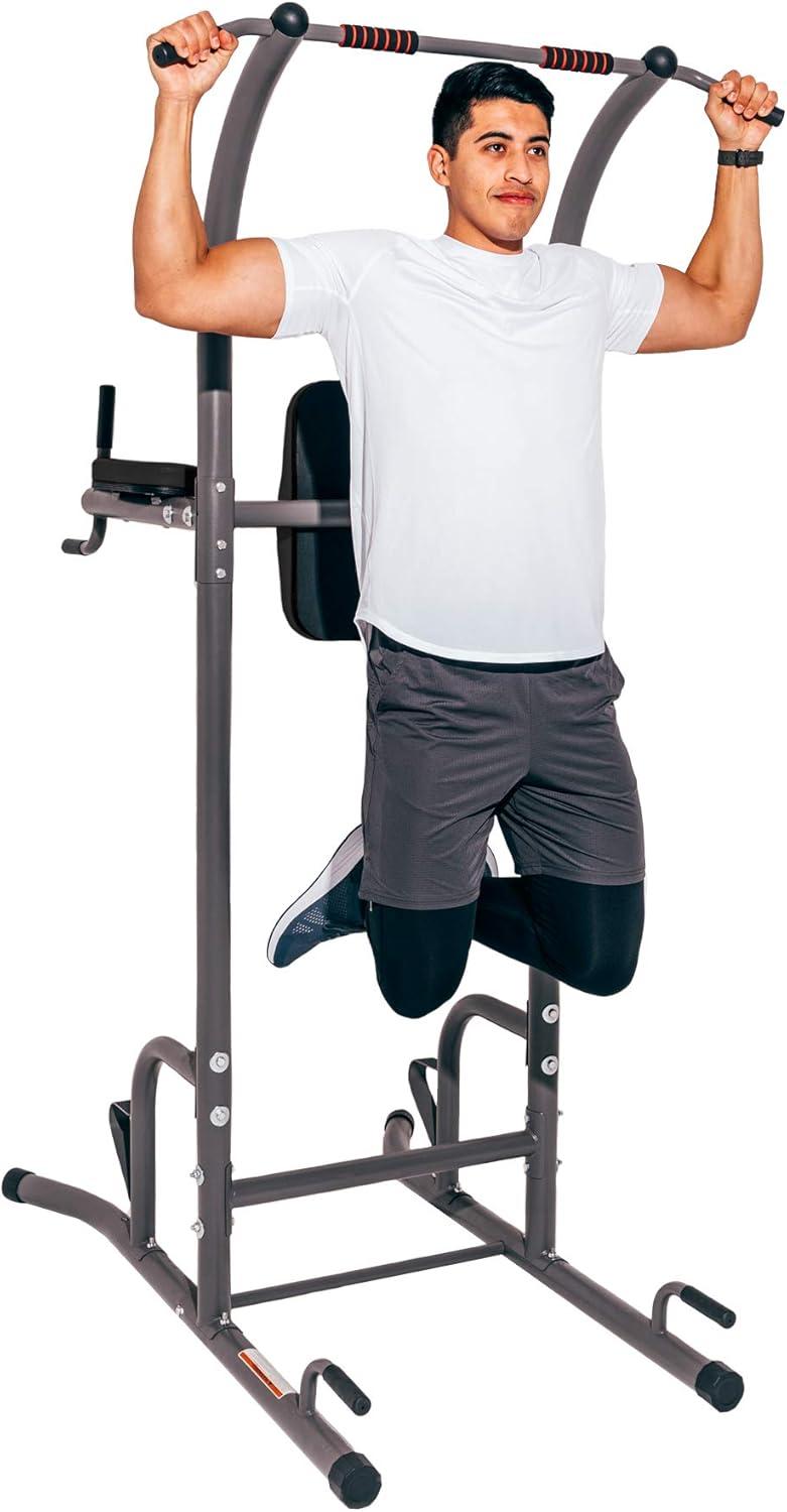 Retrospec Power Tower for Functional Fitness Home Gym Strength Trainer; Pads(Black Pads)