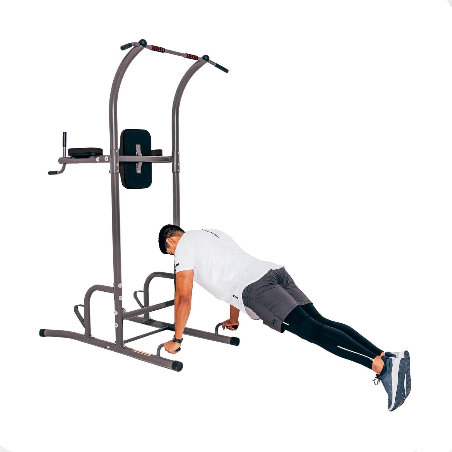 Retrospec Power Tower for Functional Fitness Home Gym Strength Trainer; Pads(Black Pads)