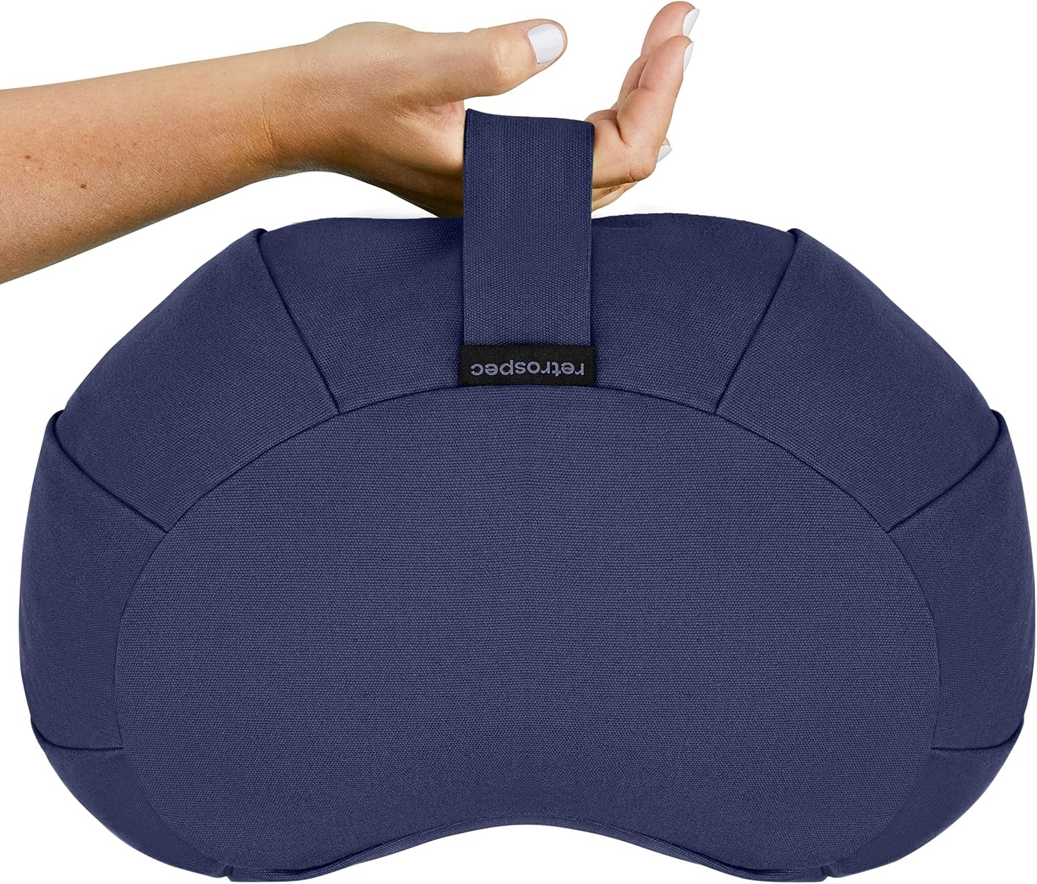 Retrospec Sedona Zafu Meditation Cushion with Buckwheat Hull Fill – Adjustable Yoga & Pilates Equipment Support – 17in Crescent Cotton Cover(Midnight)