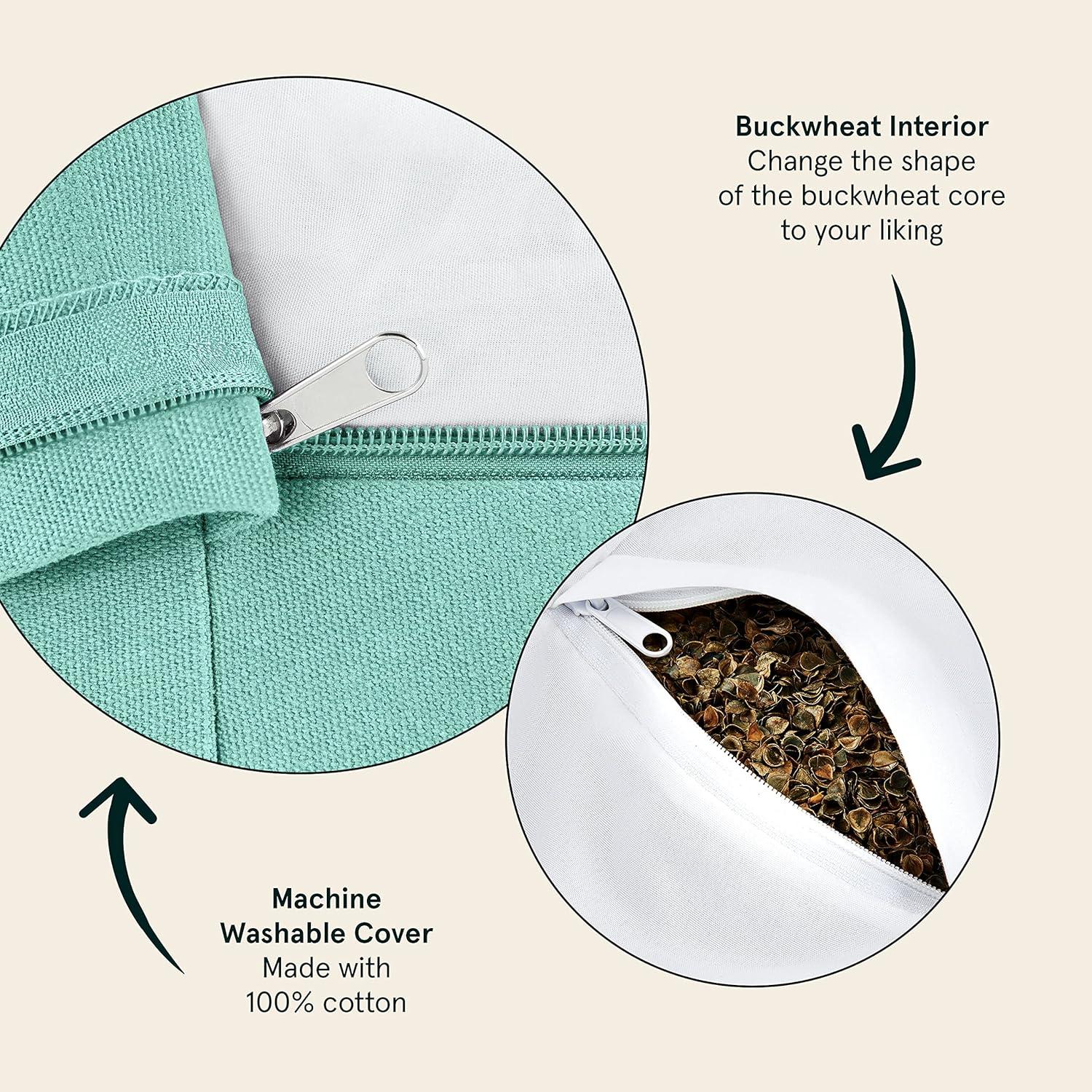 Retrospec Sedona Zafu Meditation Cushion Filled w/Buckwheat Hulls – Yoga Pillow for Meditation Practices – Machine Washable 100% Cotton Cover & Durable Carry Handle, Round(Sea Glass)