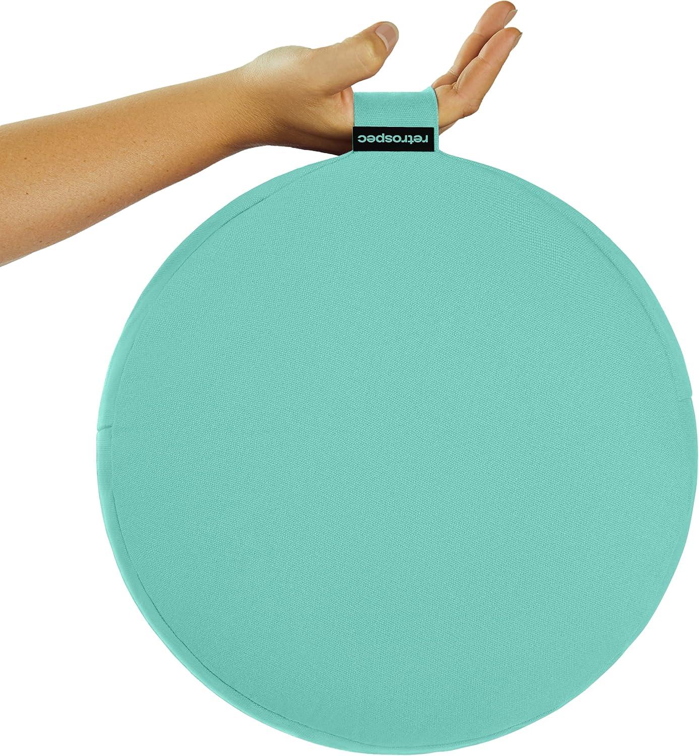 Retrospec Sedona Zafu Meditation Cushion Filled w/Buckwheat Hulls – Yoga Pillow for Meditation Practices – Machine Washable 100% Cotton Cover & Durable Carry Handle, Round(Sea Glass)