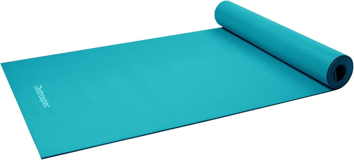 Retrospec Pismo Yoga Mat w/Nylon Strap for Men & Women – Non Slip Exercise Mat for Yoga, Pilates, Stretching, Floor & Fitness Workouts, .5mm Thick, Easy to Clean(Turquoise)