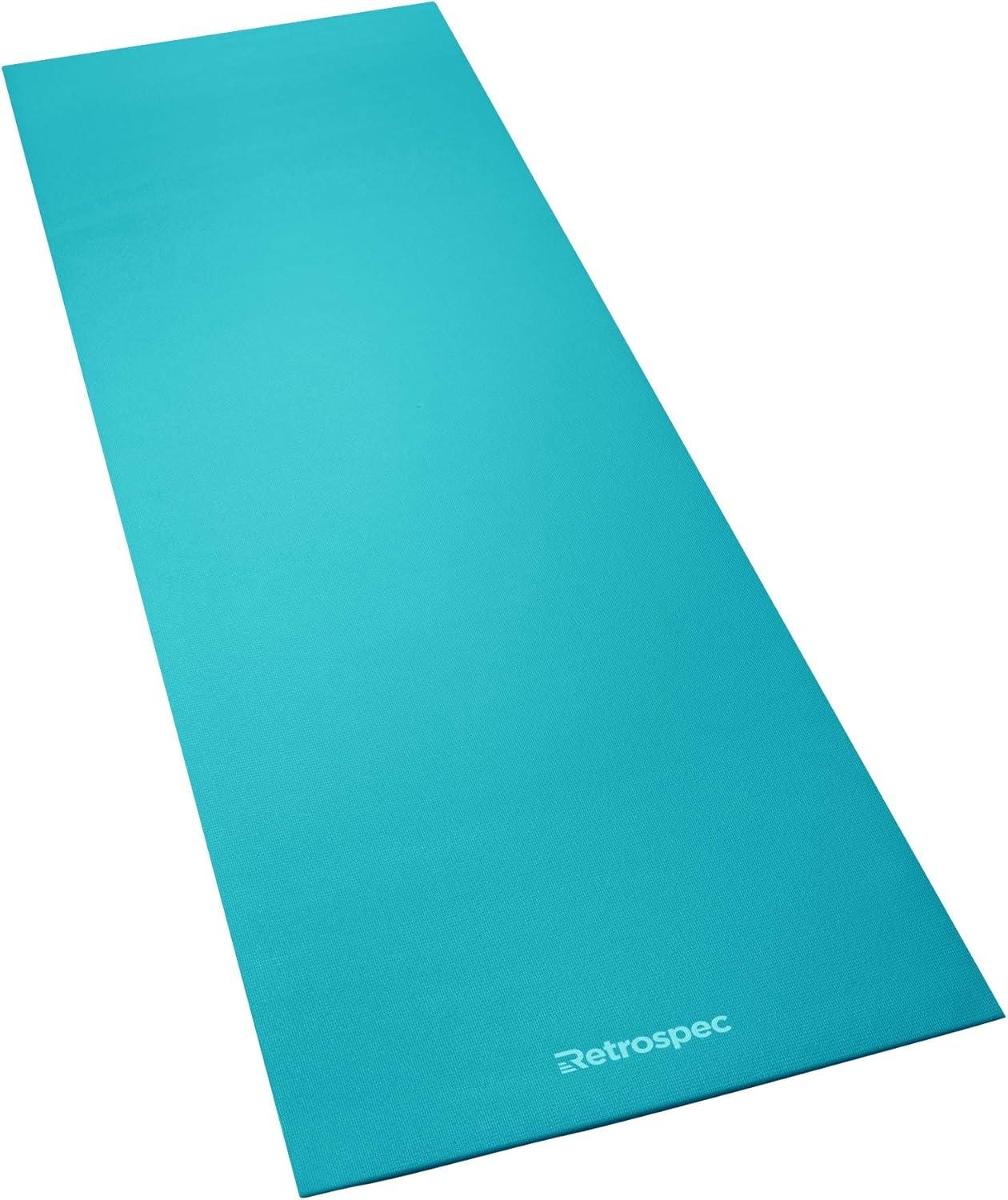 Retrospec Pismo Yoga Mat w/Nylon Strap for Men & Women – Non Slip Exercise Mat for Yoga, Pilates, Stretching, Floor & Fitness Workouts, .5mm Thick, Easy to Clean(Turquoise)