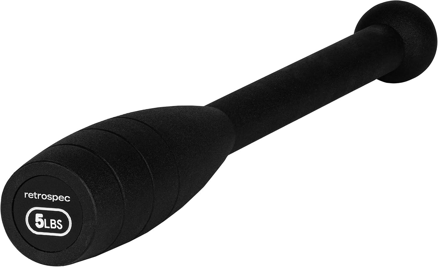 Retrospec Grip Steel Club Strength Training, Rehabilitation, Stretching, Conditioning and Rotational Training – 5, 10, 15lb Options for Women & Men(Matte Black)