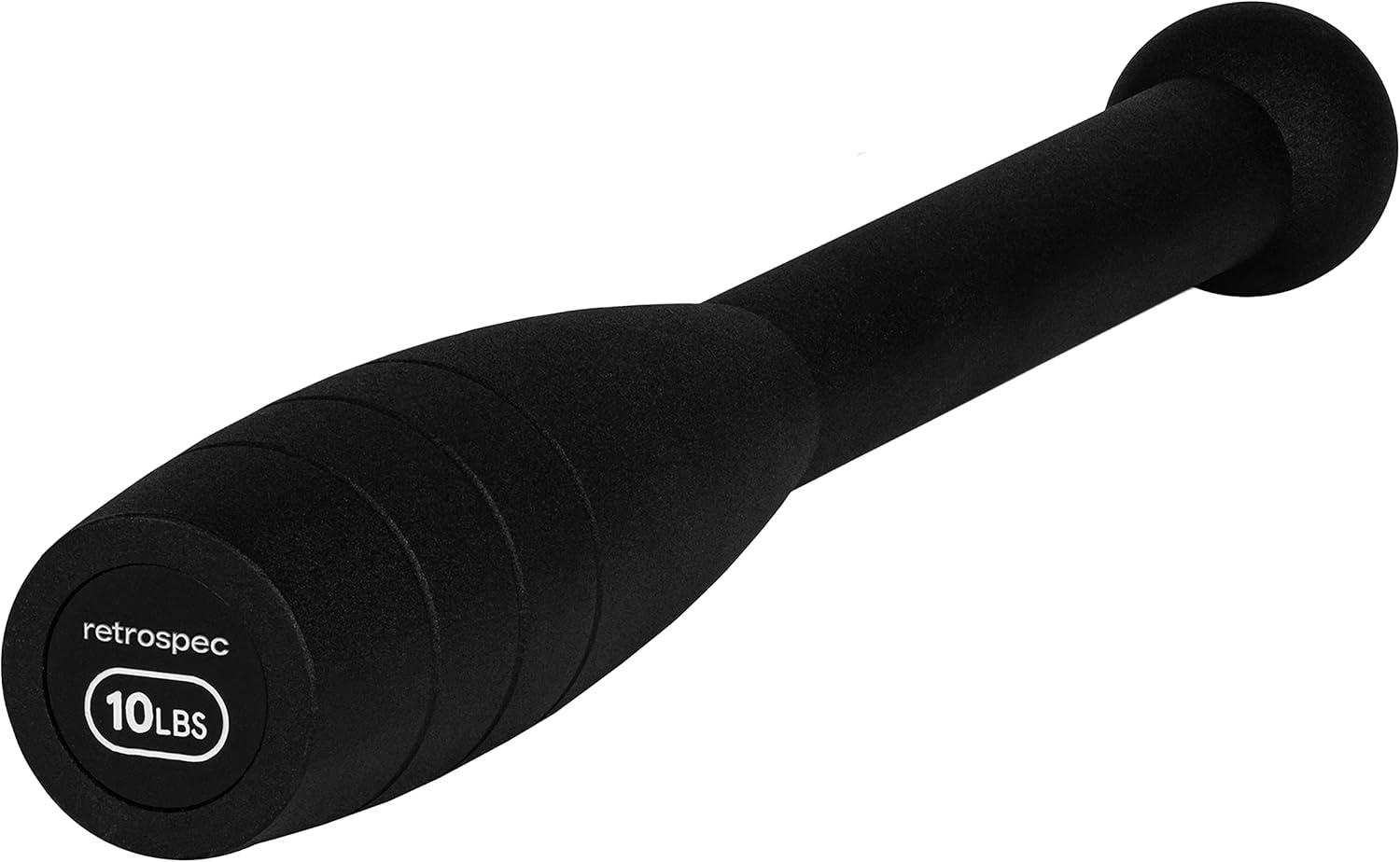 Retrospec Grip Steel Club Strength Training, Rehabilitation, Stretching, Conditioning and Rotational Training – 5, 10, 15lb Options for Women & Men(Matte Black)
