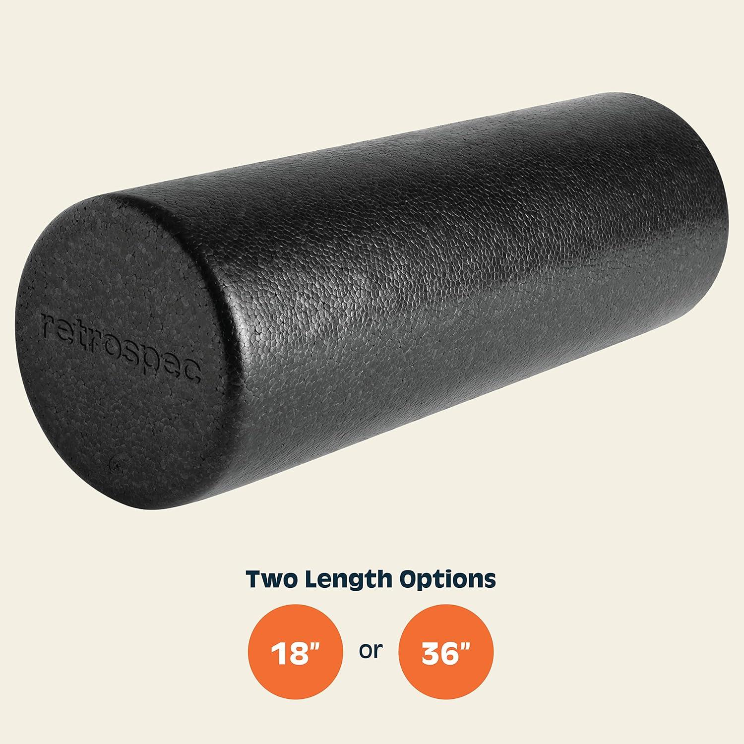 Retrospec Relief Foam Roller 18″ & 36″ High-Density EPP Extra Firm Round Foam Roller for Exercise, Massage Yoga, Pilates and Post Workout Muscle Recovery(Black)
