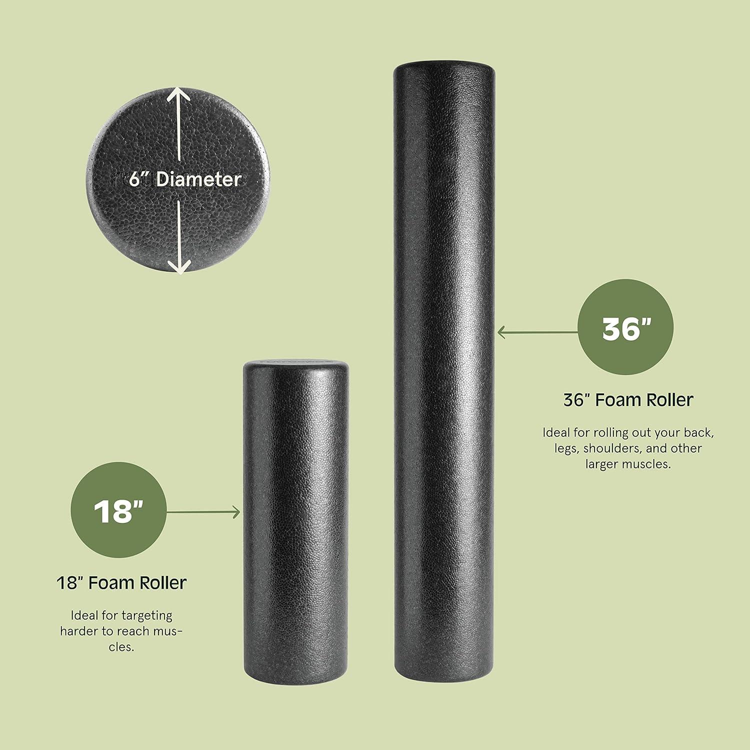Retrospec Relief Foam Roller 18″ & 36″ High-Density EPP Extra Firm Round Foam Roller for Exercise, Massage Yoga, Pilates and Post Workout Muscle Recovery(Black)