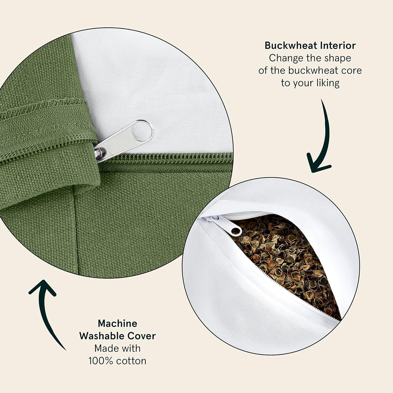 Retrospec Sedona Zafu Meditation Cushion Filled w/Buckwheat Hulls – Yoga Pillow for Meditation Practices – Machine Washable 100% Cotton Cover & Durable Carry Handle, Round(Basil)