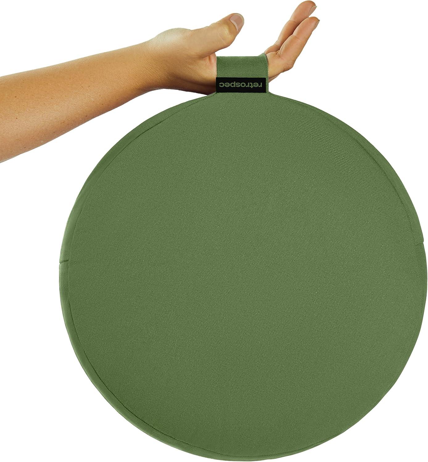 Retrospec Sedona Zafu Meditation Cushion Filled w/Buckwheat Hulls – Yoga Pillow for Meditation Practices – Machine Washable 100% Cotton Cover & Durable Carry Handle, Round(Basil)