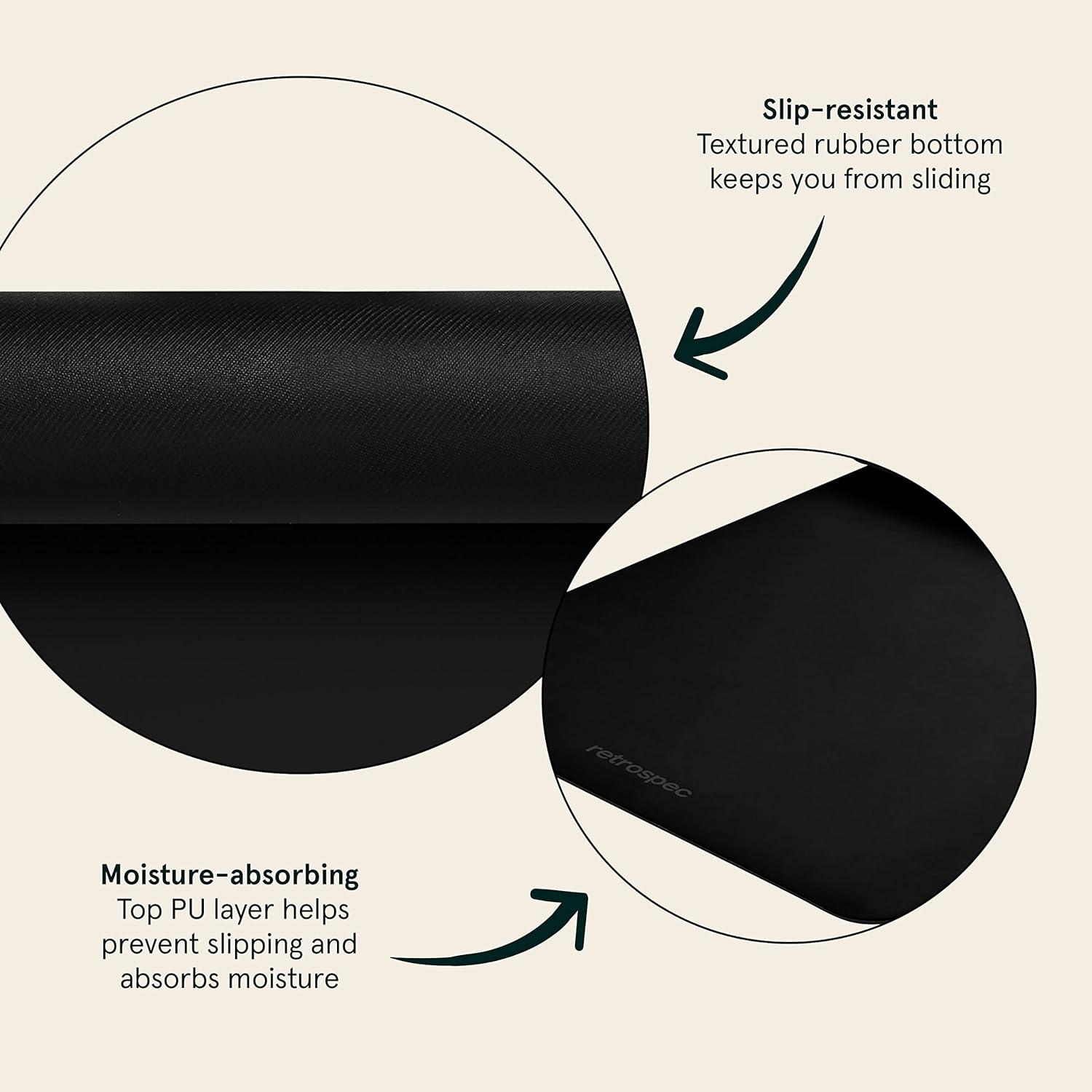 Retrospec Laguna 5mm Yoga Mat – Fitness Mat for Women, Men & Children, Slip-Resistant and Moisture Absorbing Exercise Mat for Home, Pilates, Yoga and Floor Workouts(Black)