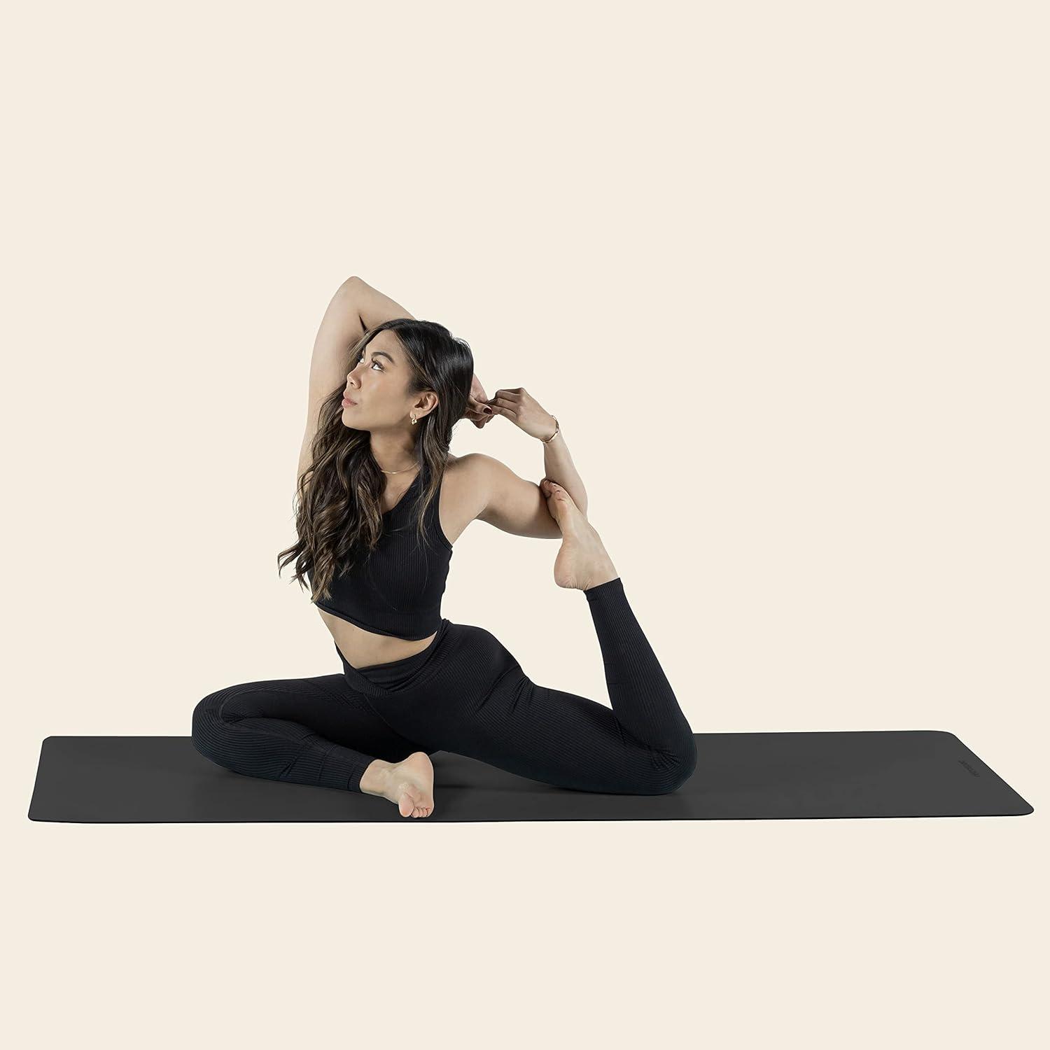 Retrospec Laguna 5mm Yoga Mat – Fitness Mat for Women, Men & Children, Slip-Resistant and Moisture Absorbing Exercise Mat for Home, Pilates, Yoga and Floor Workouts(Black)