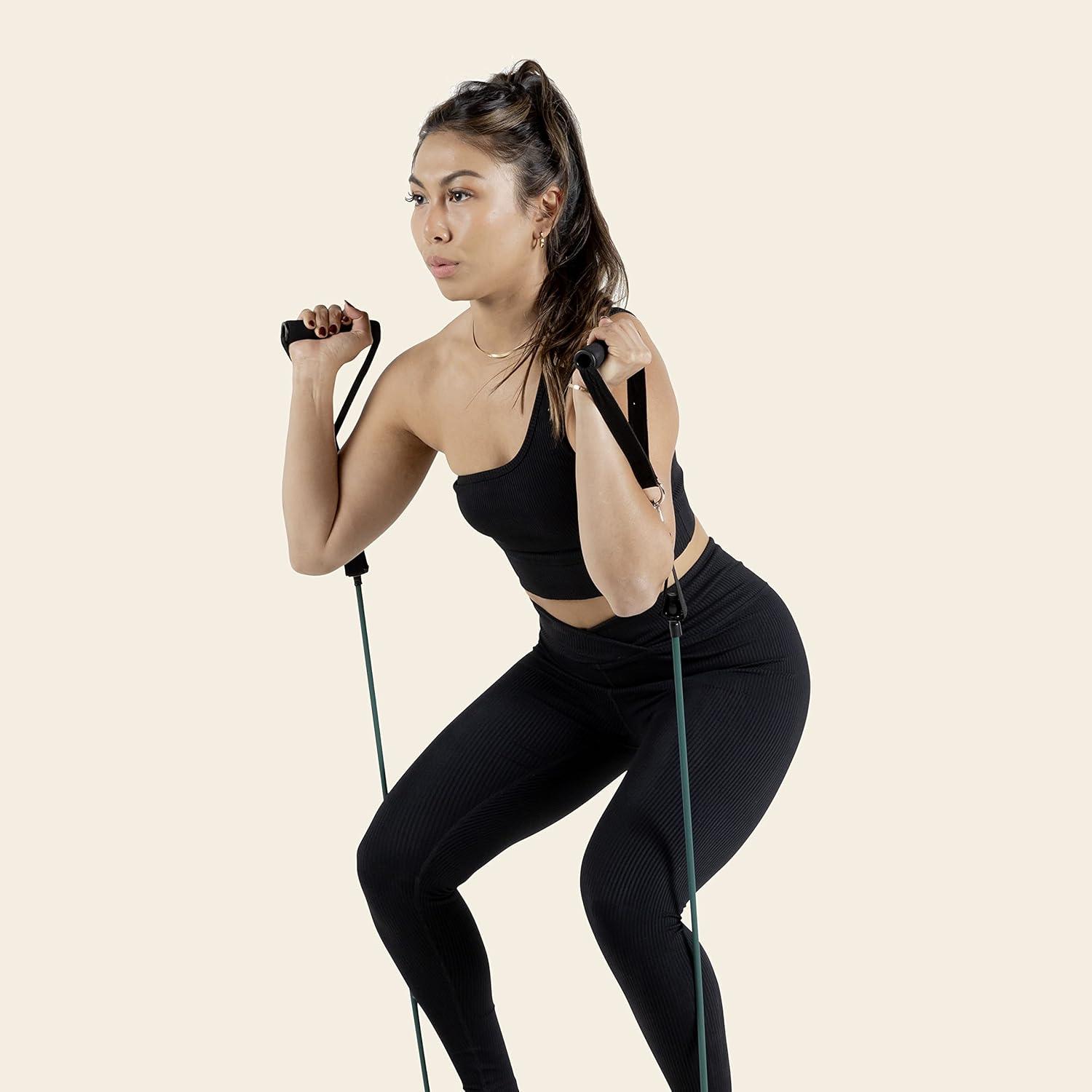 Retrospec Train Resistance Bands Set for Working Out – 5 Stackable Bands, Handles & Door Anchor – Portable Fitness Equipment for Physical Therapy & Yoga Includes Carry Bag(Undertow)
